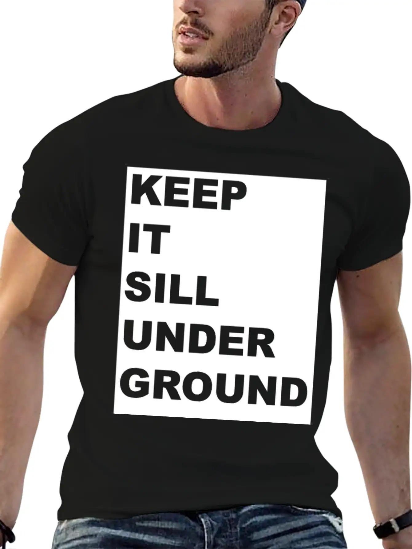 KEEP IT UNDER GROUND Gift Festival Music Techno DJ Stylish Everyday T-Shirt – Unisex Basic Cotton Tee