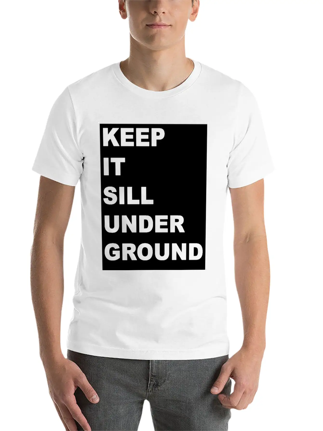 KEEP IT UNDER GROUND Gift Festival Music Techno DJ Stylish Everyday T-Shirt – Unisex Basic Cotton Tee