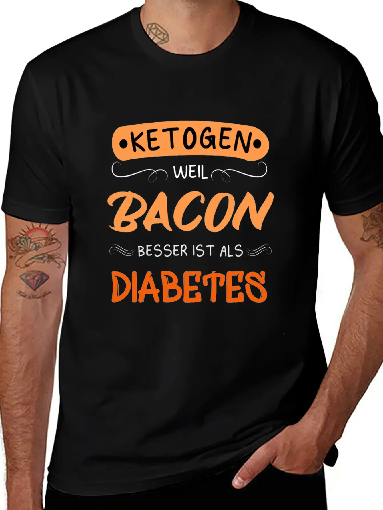 Ketogenic Because Bacon Is Better Than Diabetes Stylish Everyday T-Shirt – Unisex Basic Cotton Tee