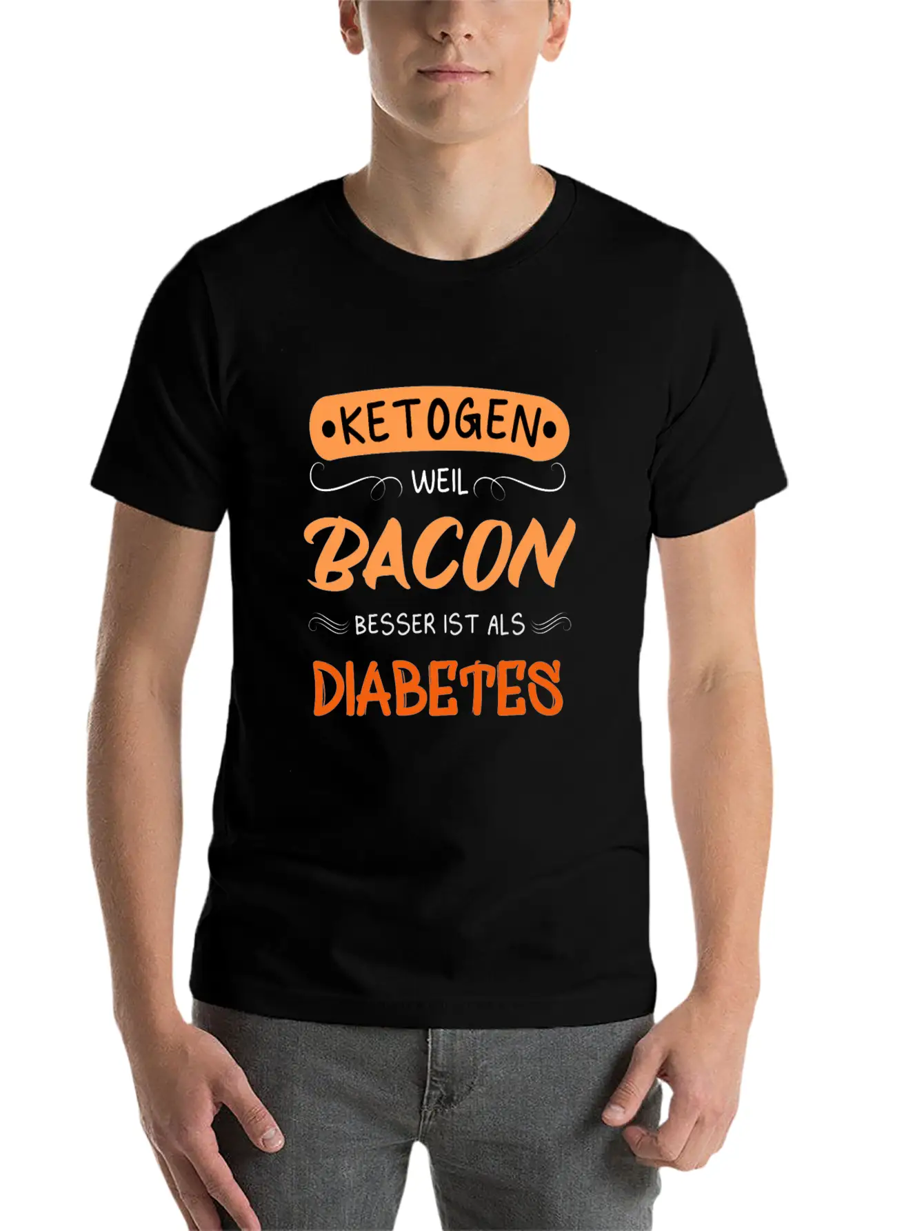 Ketogenic Because Bacon Is Better Than Diabetes Stylish Everyday T-Shirt – Unisex Basic Cotton Tee