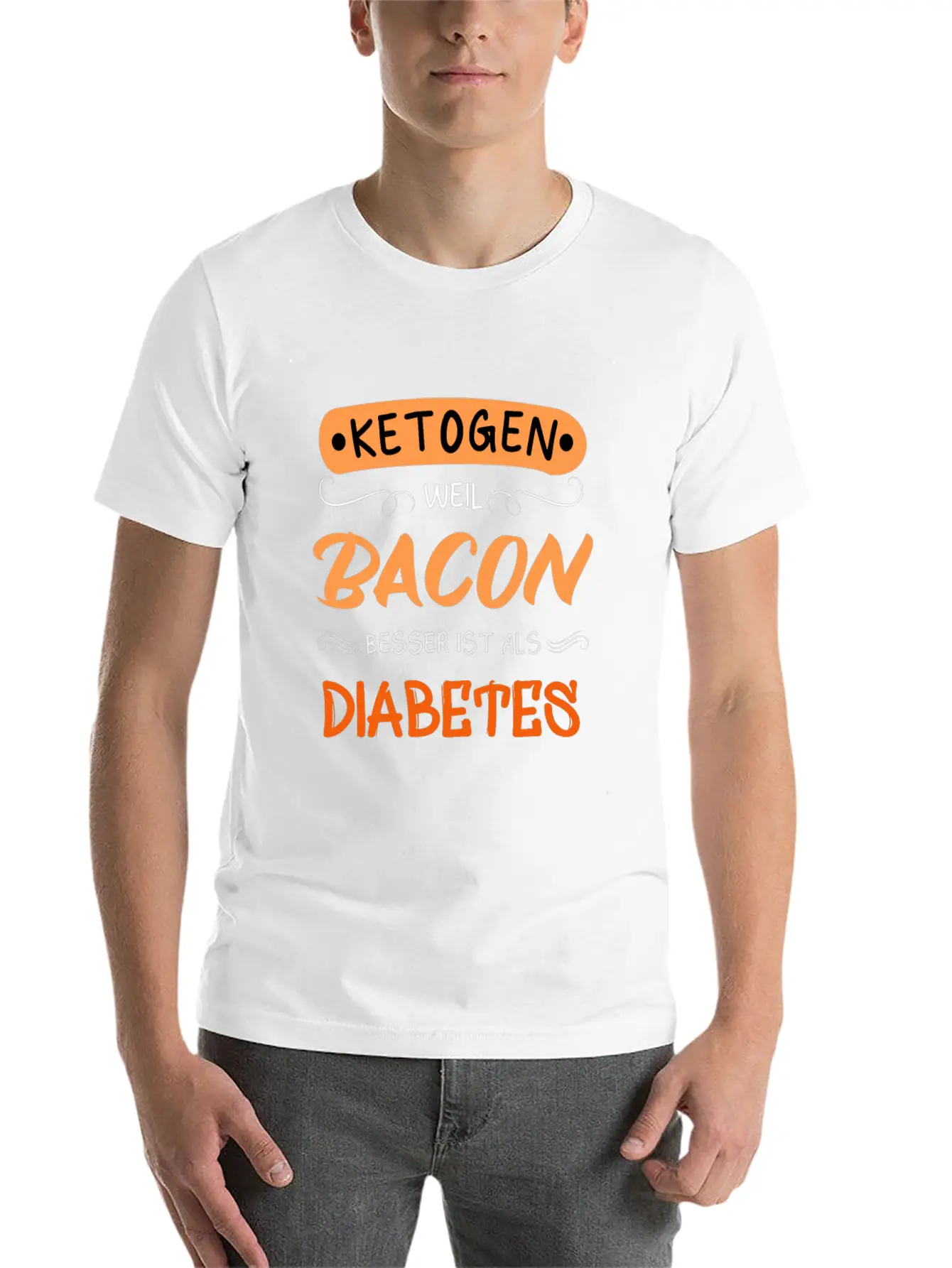 Ketogenic Because Bacon Is Better Than Diabetes Stylish Everyday T-Shirt – Unisex Basic Cotton Tee