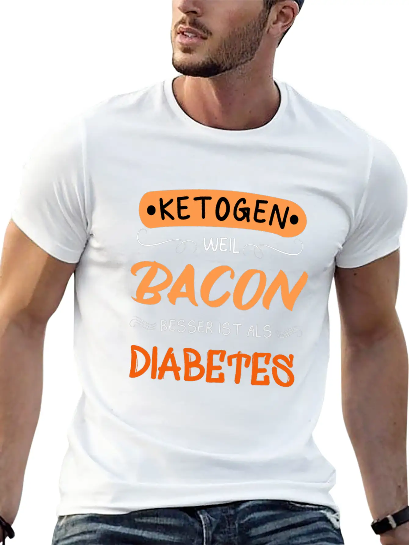 Ketogenic Because Bacon Is Better Than Diabetes Stylish Everyday T-Shirt – Unisex Basic Cotton Tee