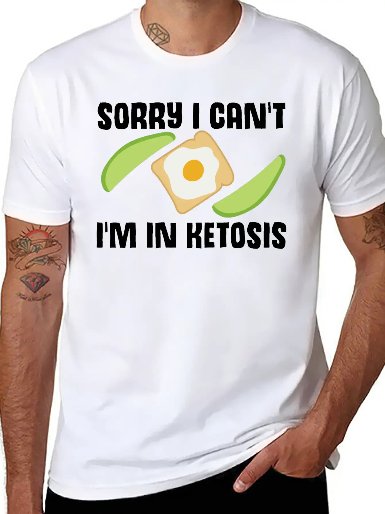 Ketogenic Diet Joke Keto Ketosis Weight Loss Diets Stylish Everyday T-Shirt – Unisex Basic Cotton Tee
