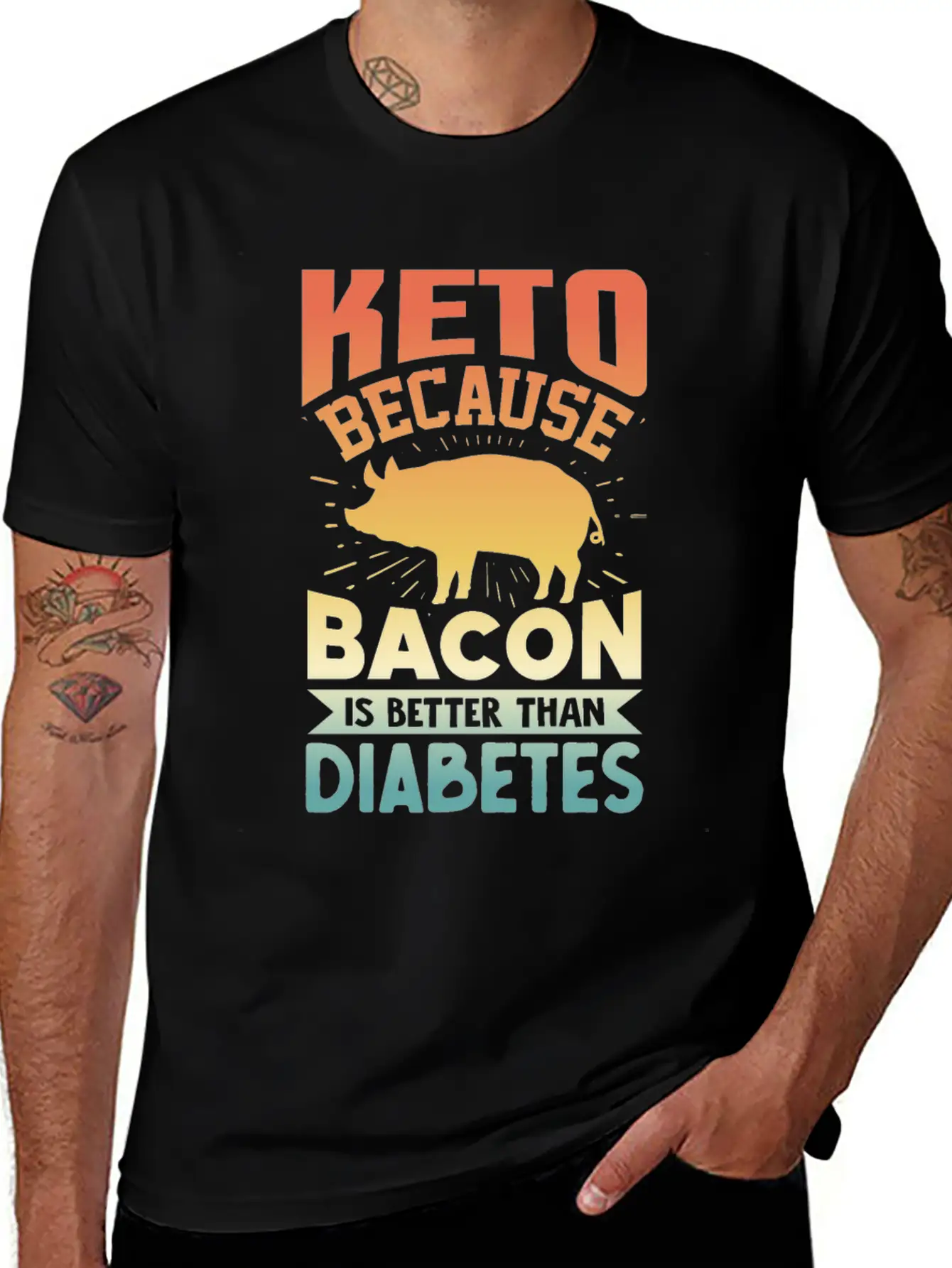 Ketogenic Diet Keto Because Bacon Is Better Than D Unisex Short Sleeve Soft Cotton T-Shirt – Casual Everyday Wear