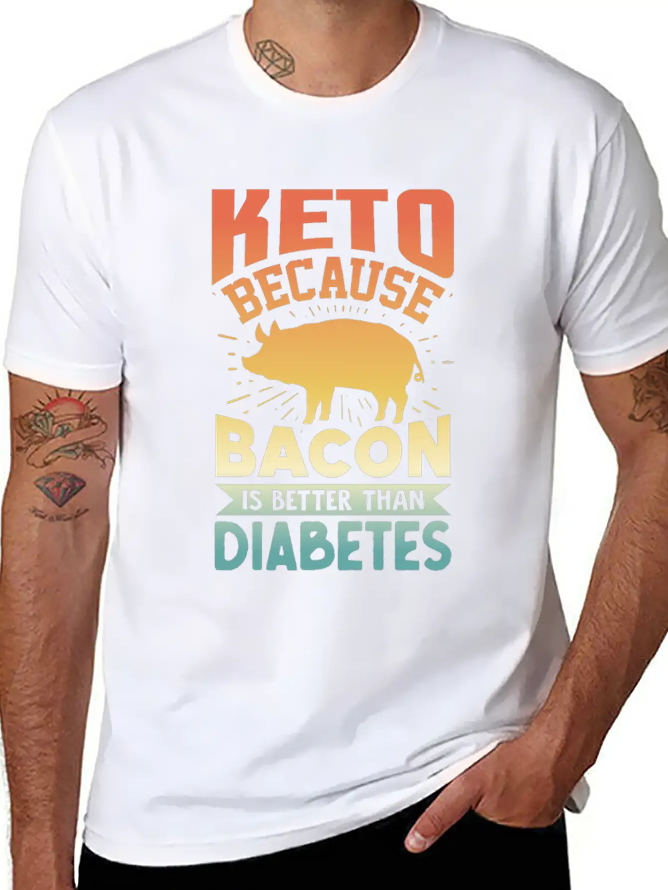 Ketogenic Diet Keto Because Bacon Is Better Than D Unisex Short Sleeve Soft Cotton T-Shirt – Casual Everyday Wear