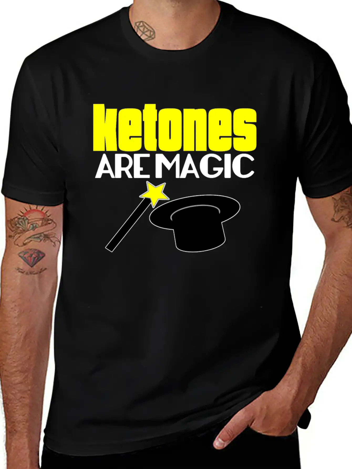 Ketones Are Magic LCHF Keto Diet Low Carb High Fat Stylish Everyday T-Shirt – Unisex Basic Cotton Tee