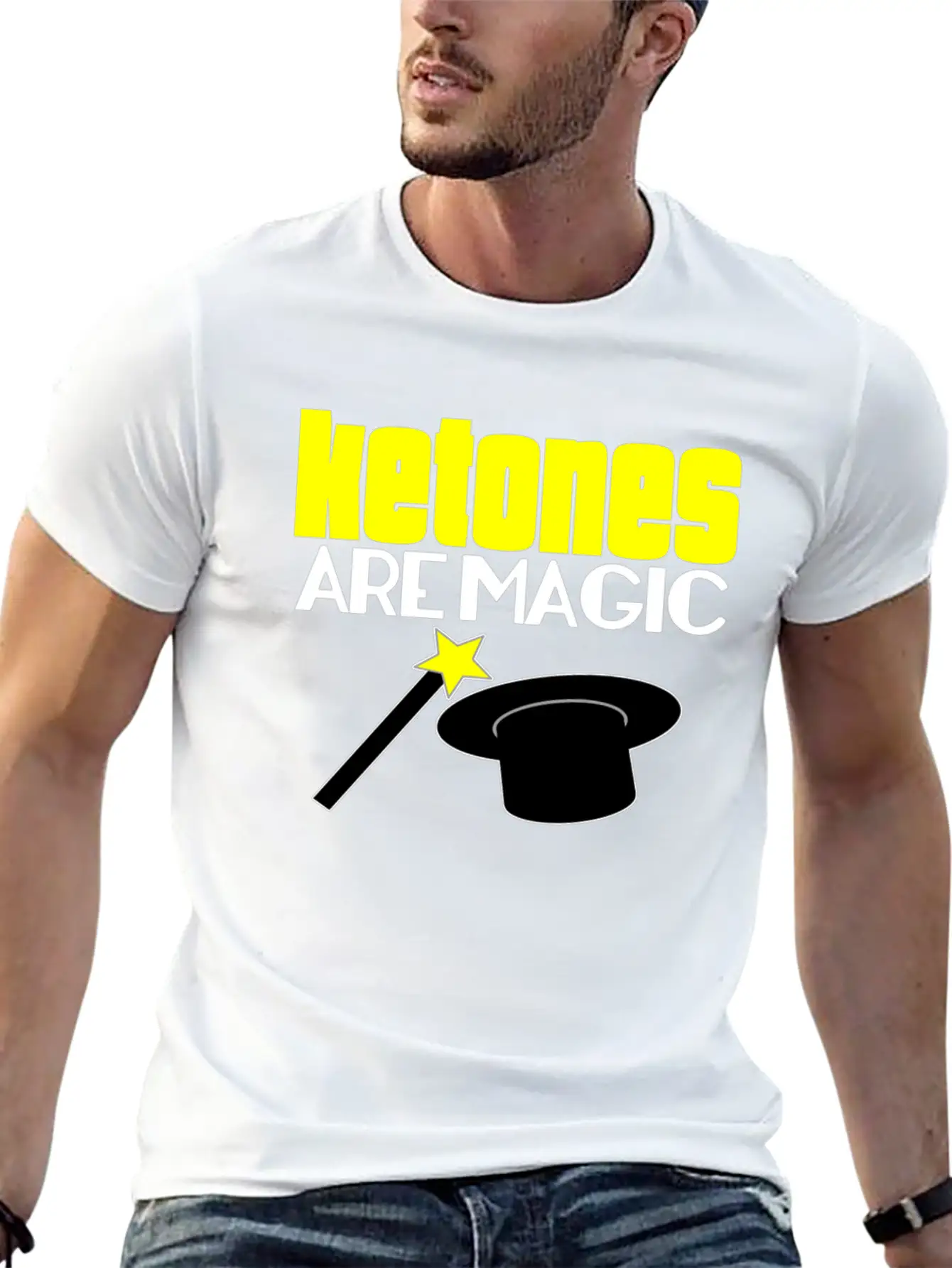 Ketones Are Magic LCHF Keto Diet Low Carb High Fat Stylish Everyday T-Shirt – Unisex Basic Cotton Tee