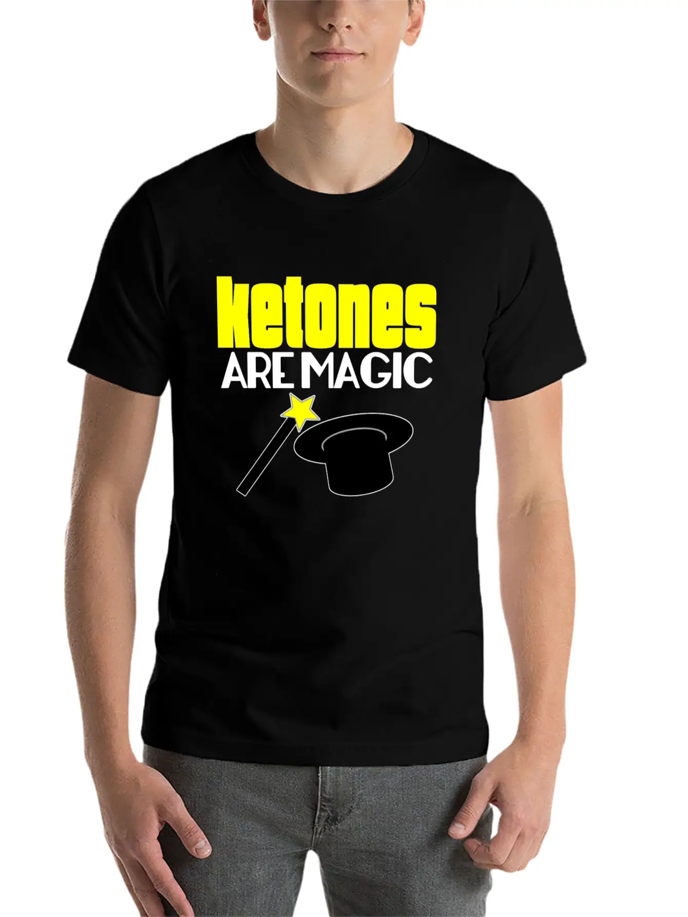 Ketones Are Magic LCHF Keto Diet Low Carb High Fat Stylish Everyday T-Shirt – Unisex Basic Cotton Tee