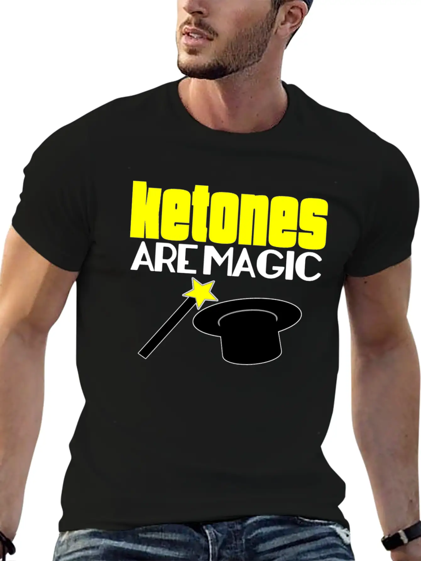 Ketones Are Magic LCHF Keto Diet Low Carb High Fat Stylish Everyday T-Shirt – Unisex Basic Cotton Tee