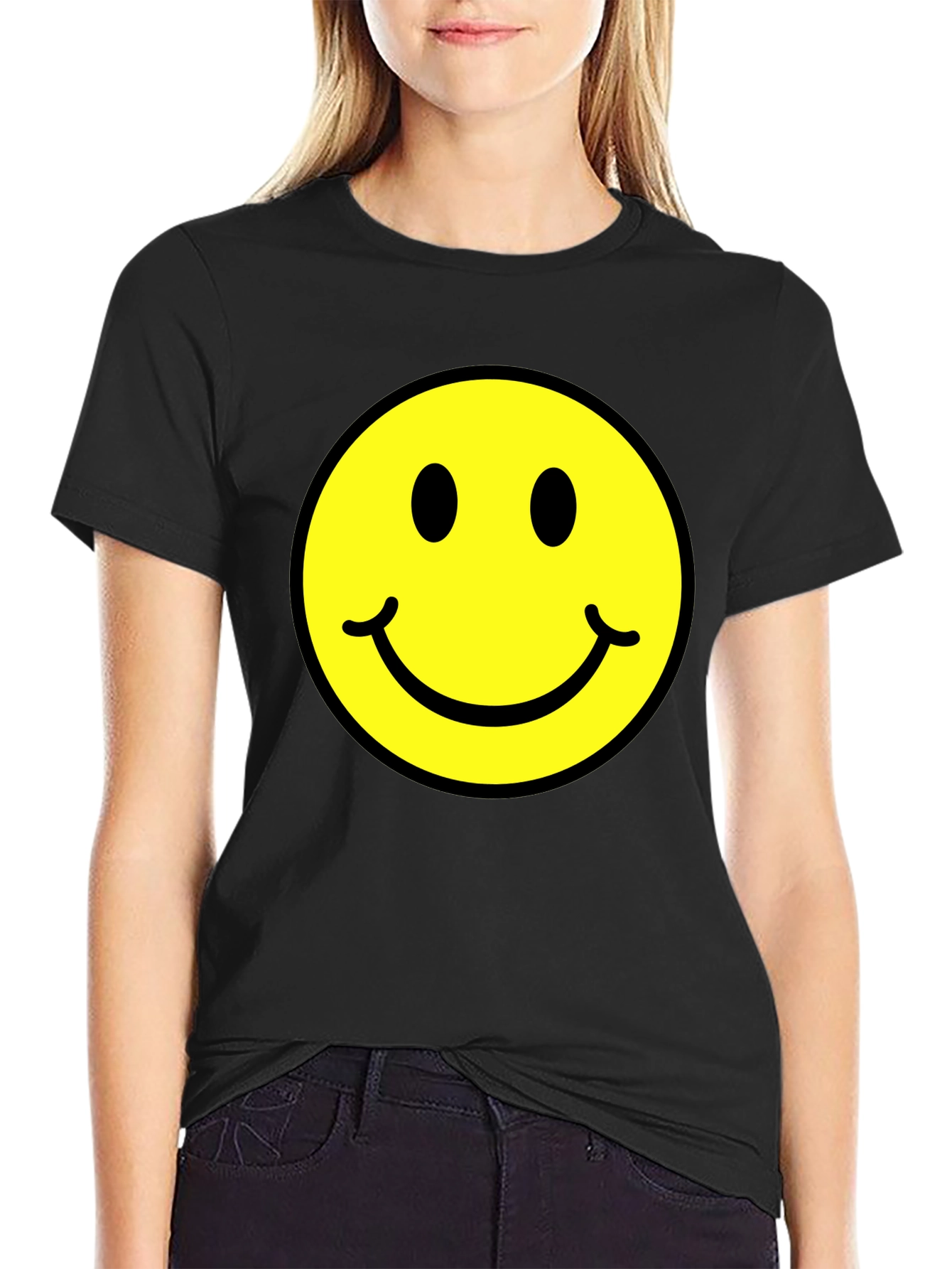 Smiley Face Graphic Black T-Shirt