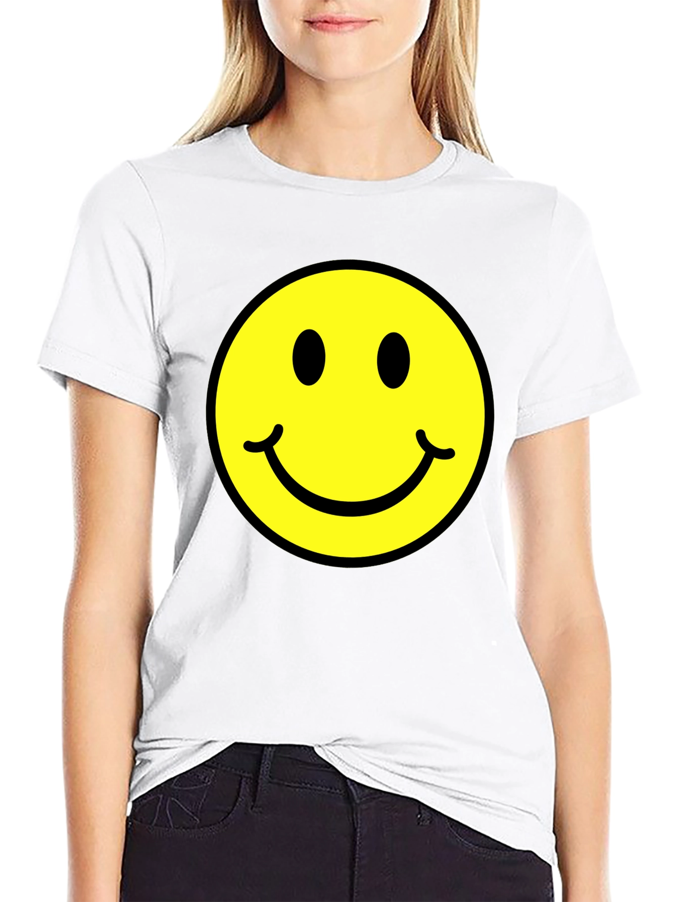 Smiley Face Graphic Black T-Shirt