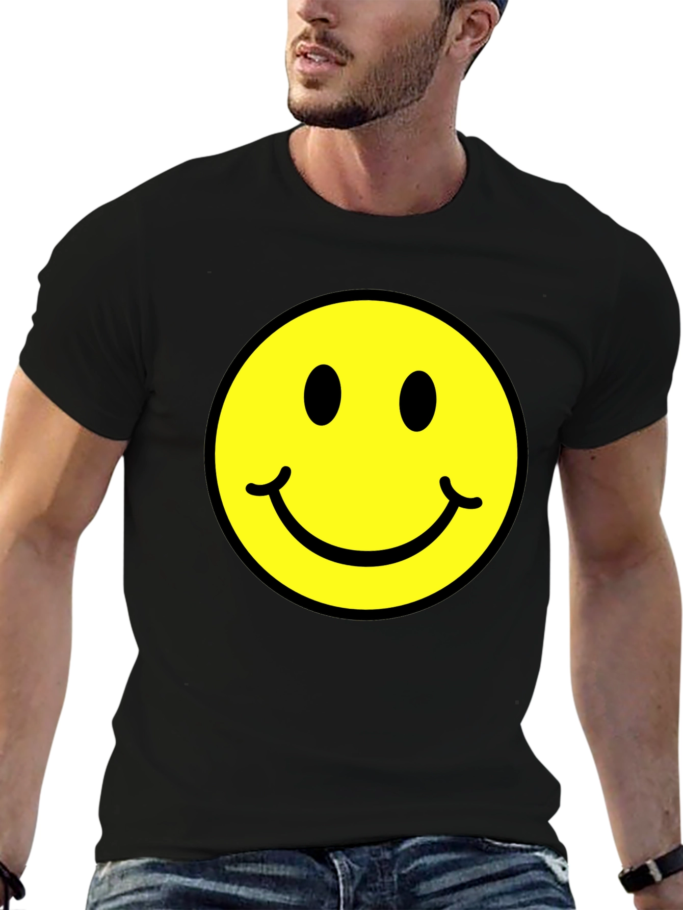 Smiley Face Graphic Black T-Shirt
