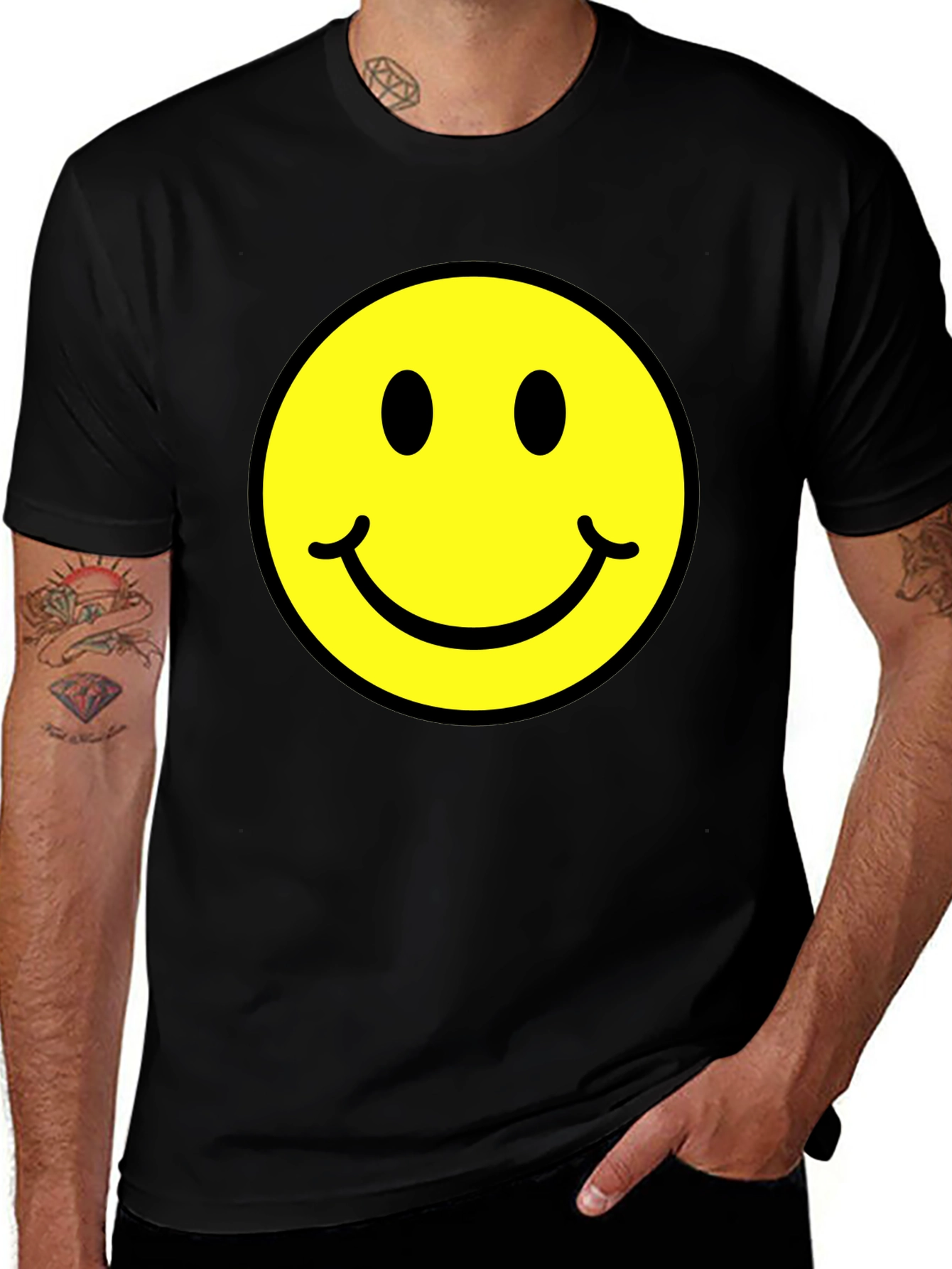 Smiley Face Graphic Black T-Shirt