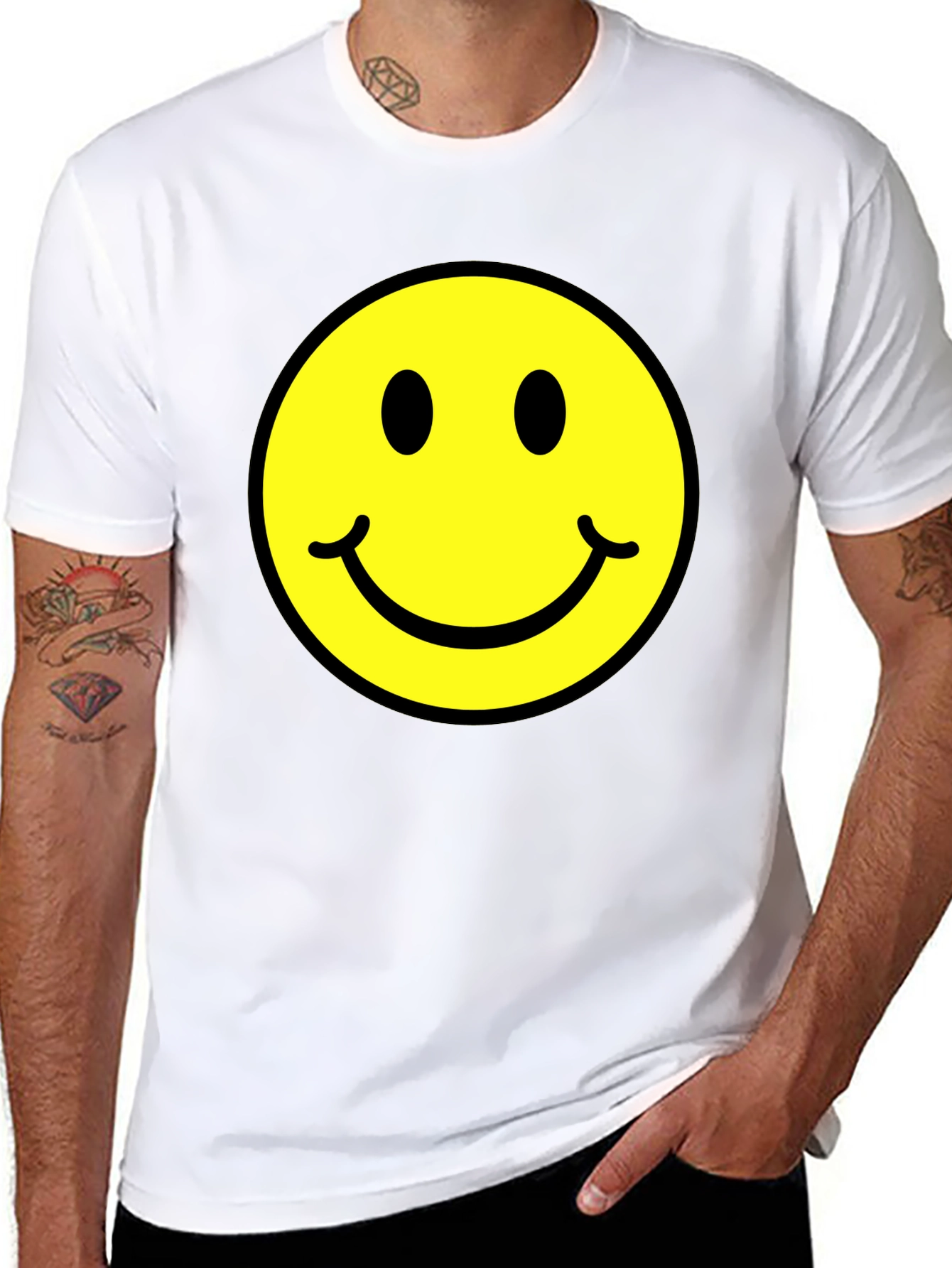 Smiley Face Graphic Black T-Shirt