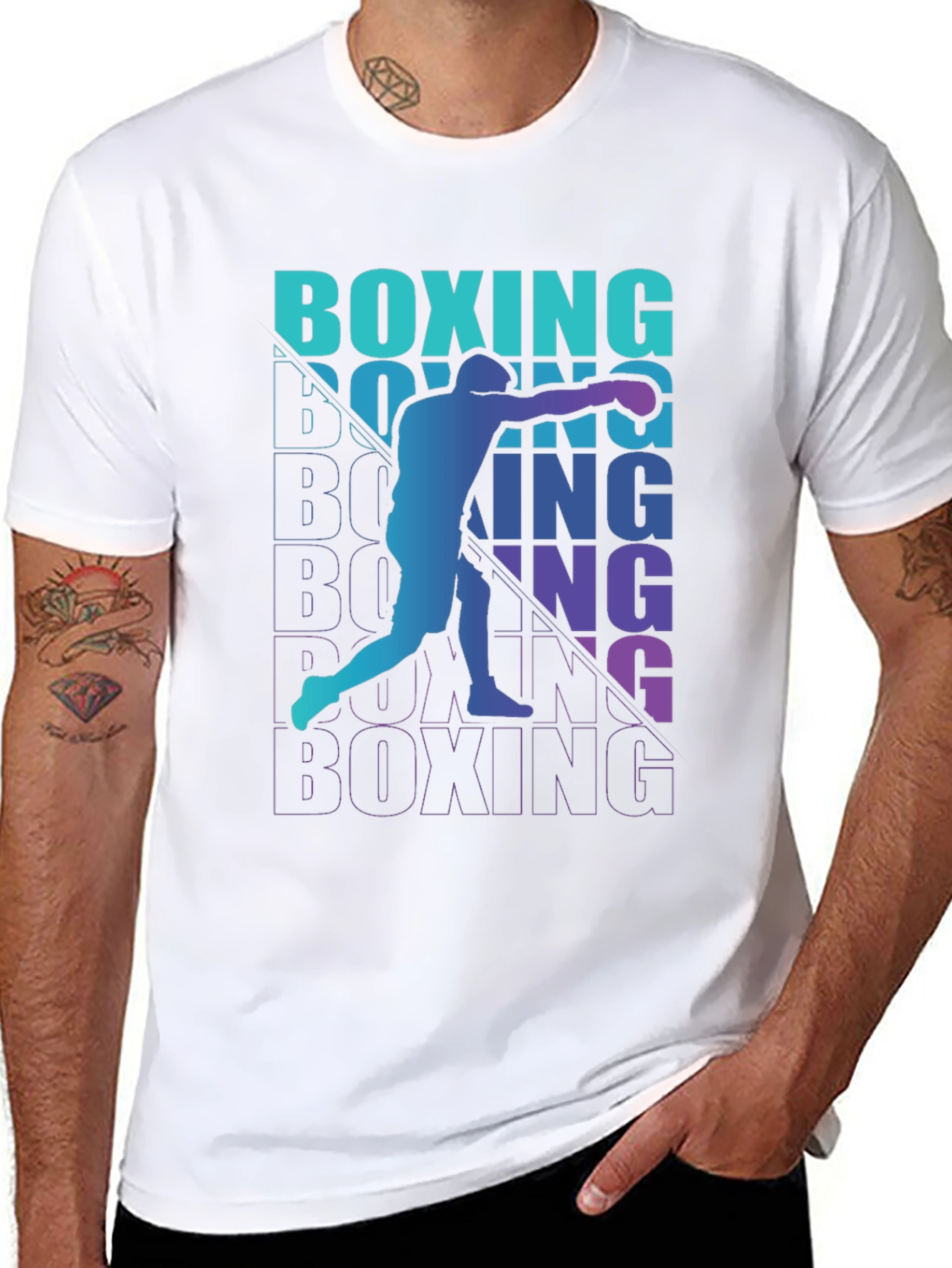 Boxing Silhouette Graphic Tee - Sport Style