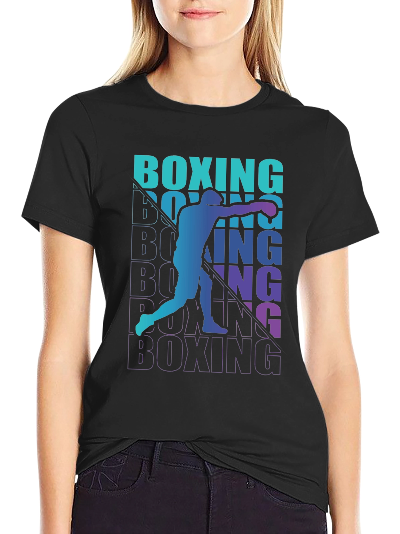 Boxing Silhouette Graphic Tee - Sport Style