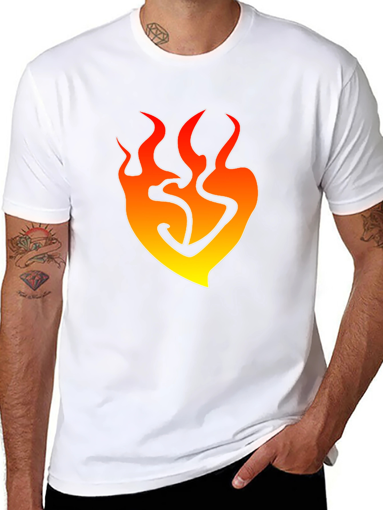 Flame Heart Graphic T-Shirt - Trendy Black Tee