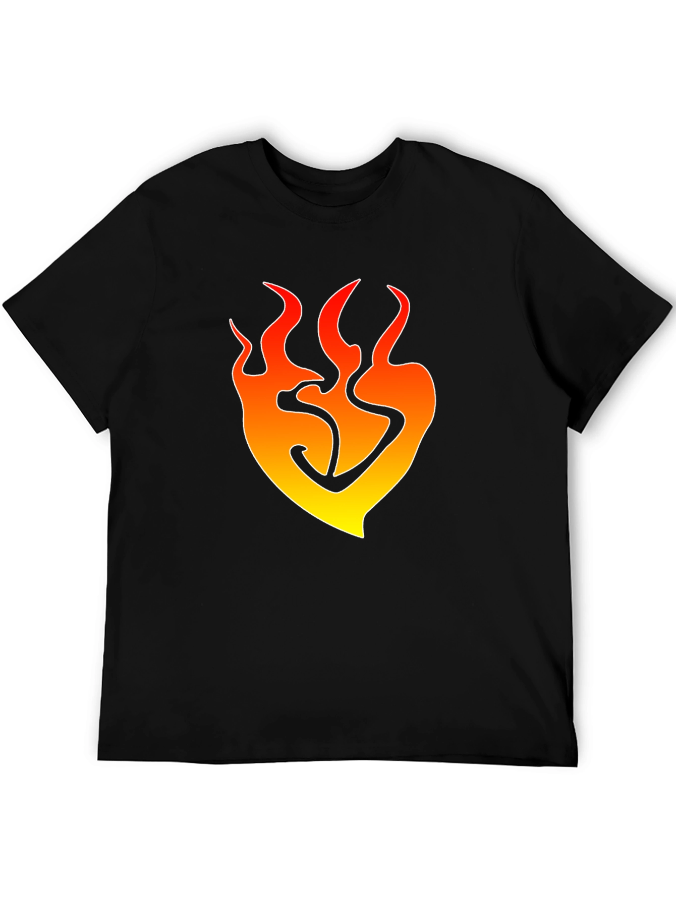 Flame Heart Graphic T-Shirt - Trendy Black Tee