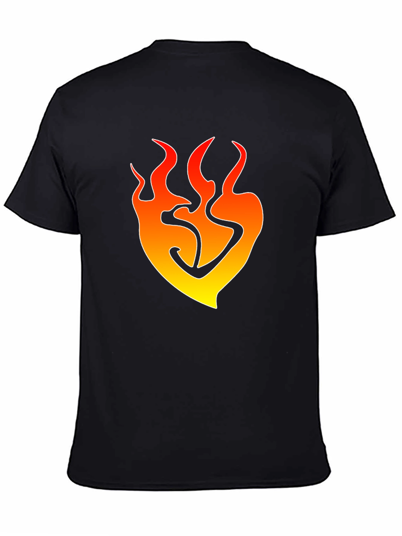 Flame Heart Graphic T-Shirt - Trendy Black Tee