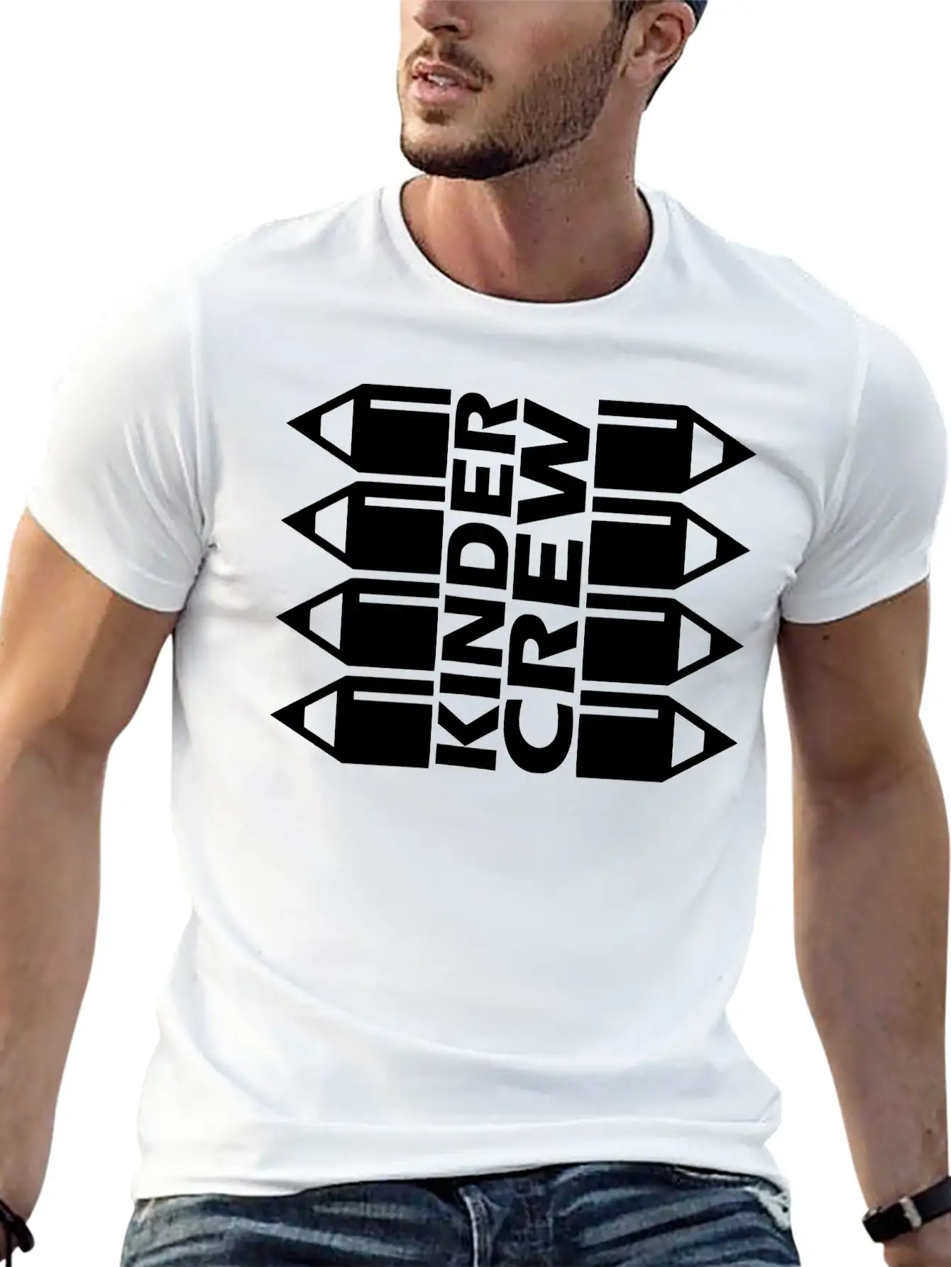 Kinder Crew Pencil Comfortable Minimalist Graphic Tee – Summer Style Essential