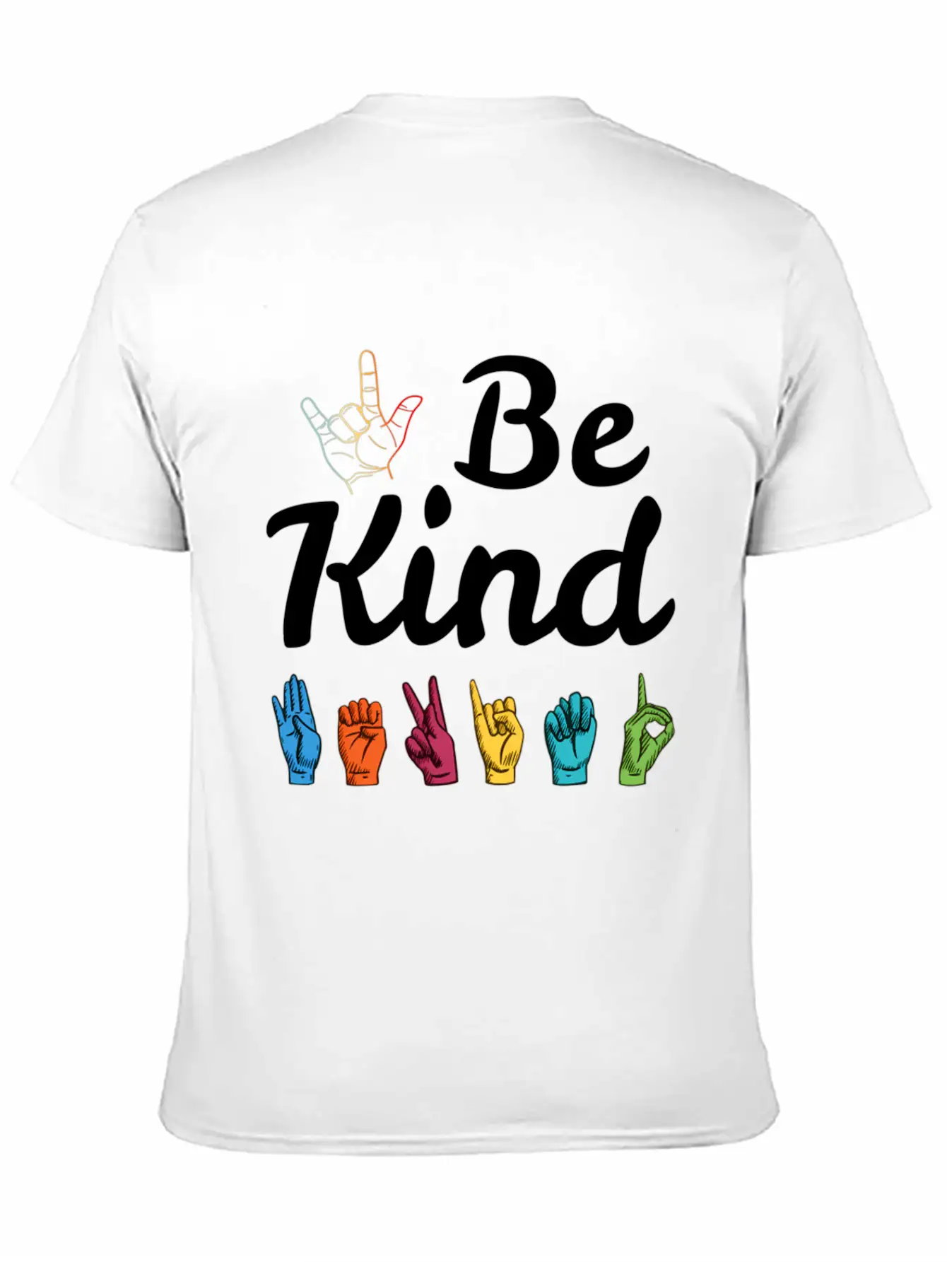 Kindness Asl Sign Language Anti Bullying Teacher Basic Graphic T-Shirt – Daily Comfort In Soft Cotton