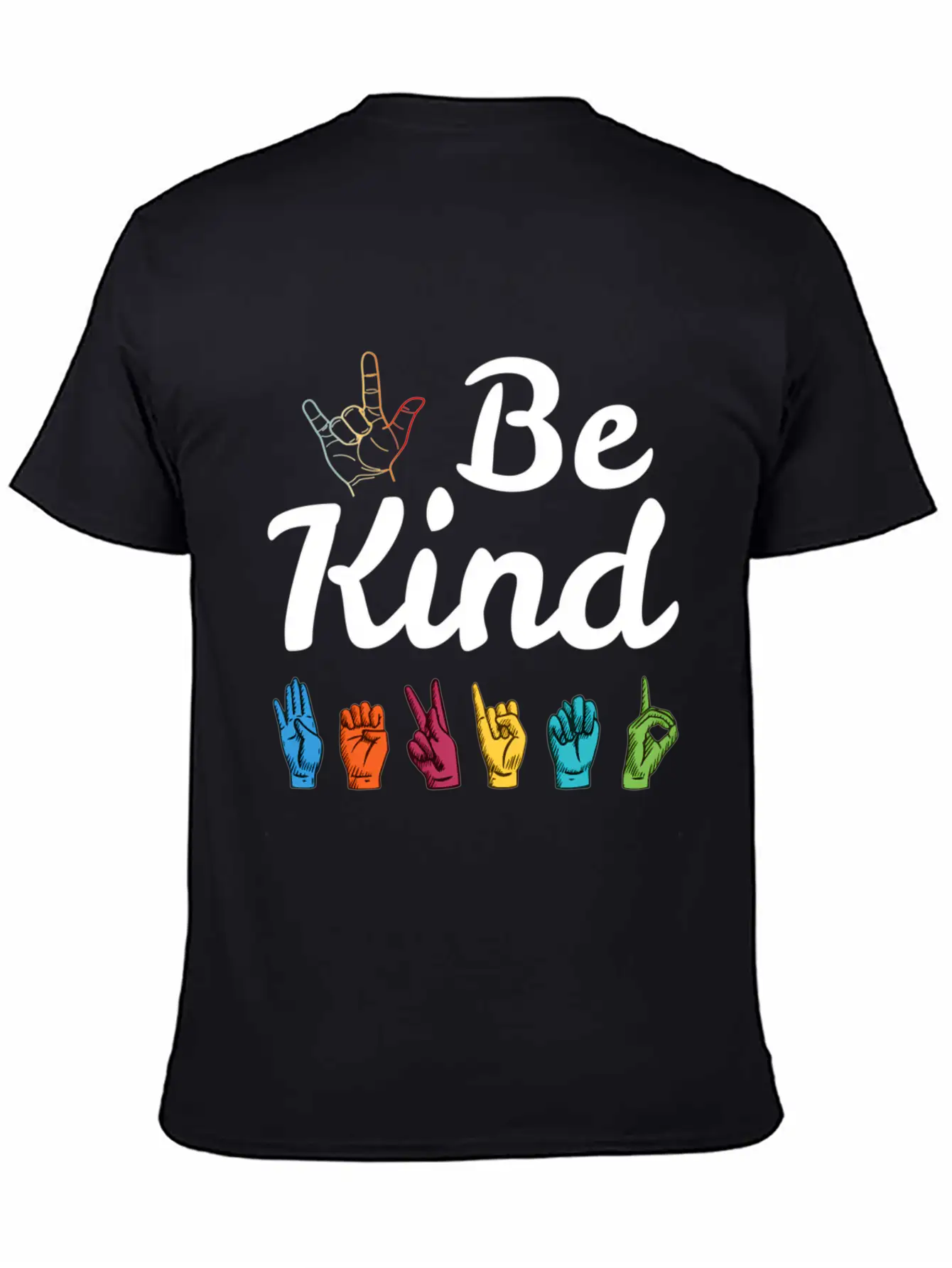 Kindness Asl Sign Language Anti Bullying Teacher Basic Graphic T-Shirt – Daily Comfort In Soft Cotton