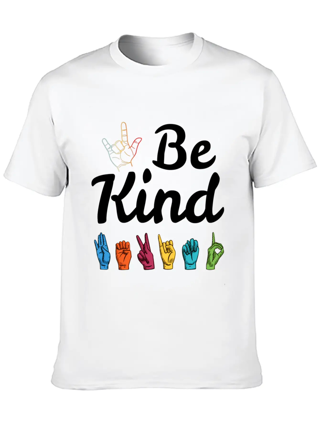 Kindness Asl Sign Language Anti Bullying Teacher Basic Graphic T-Shirt – Daily Comfort In Soft Cotton
