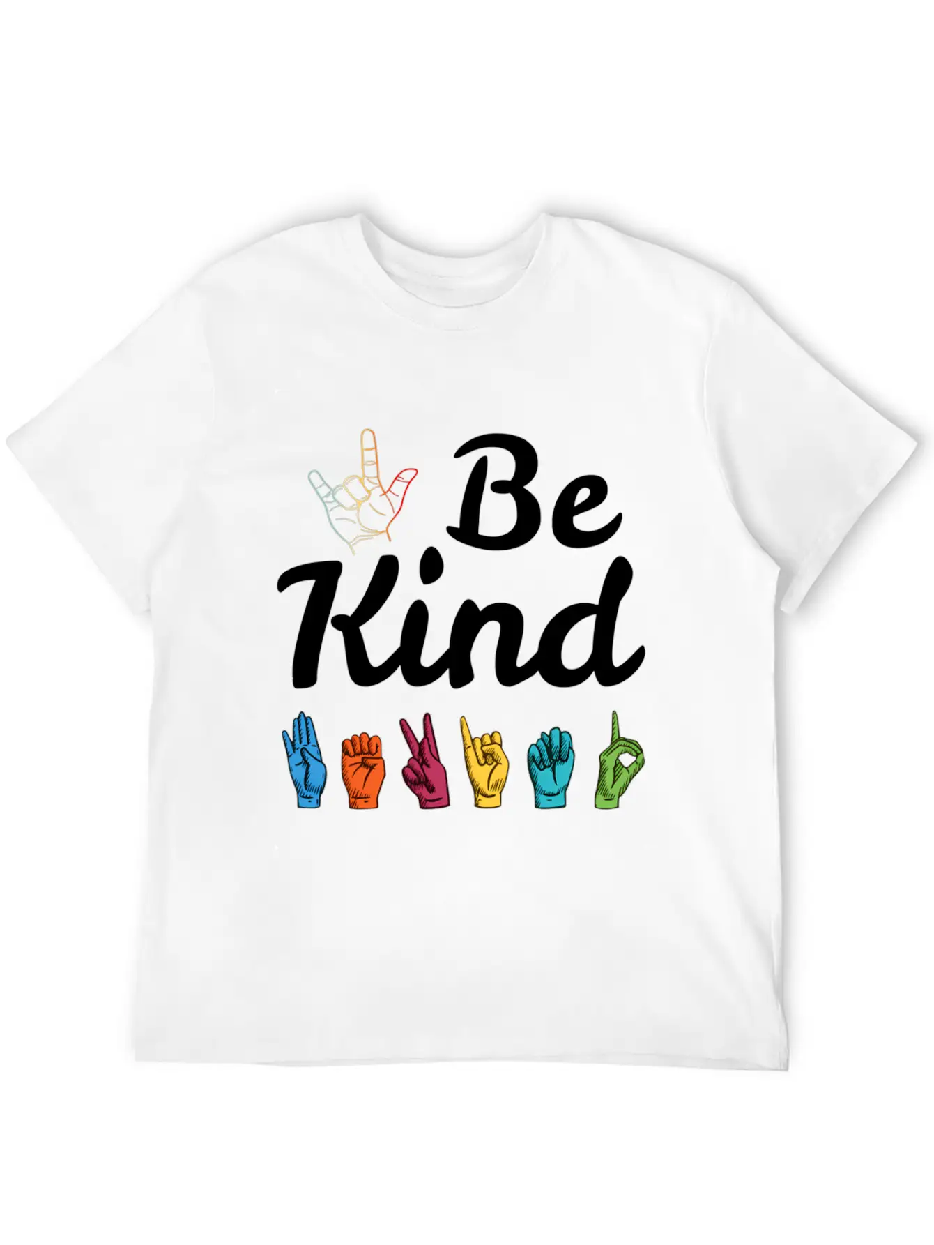 Kindness Asl Sign Language Anti Bullying Teacher Basic Graphic T-Shirt – Daily Comfort In Soft Cotton