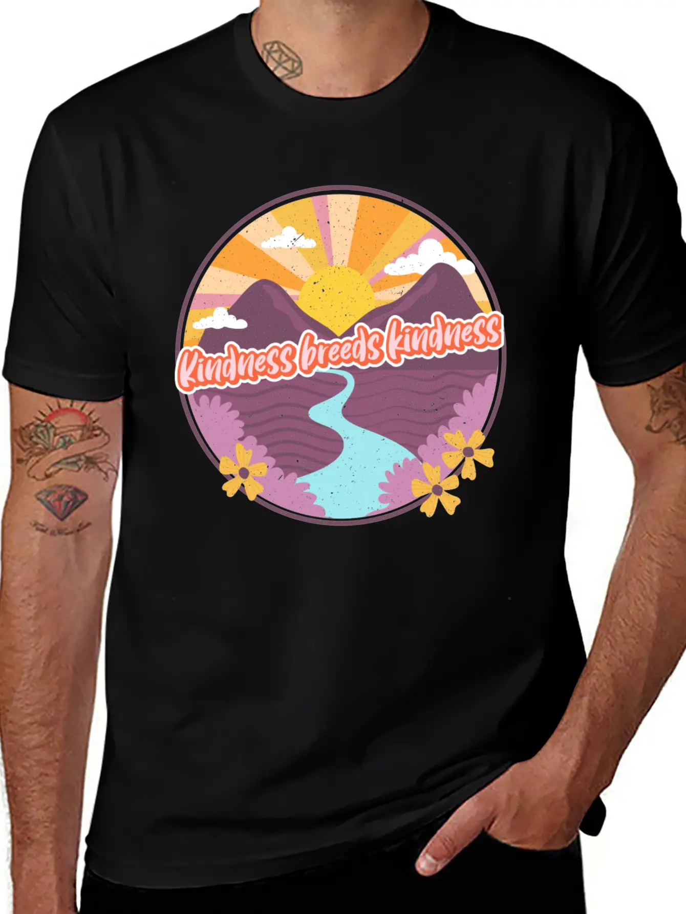 Kindness Breeds Kindness Art Frame Start The Wave Unisex Short Sleeve Soft Cotton T-Shirt – Casual Everyday Wear