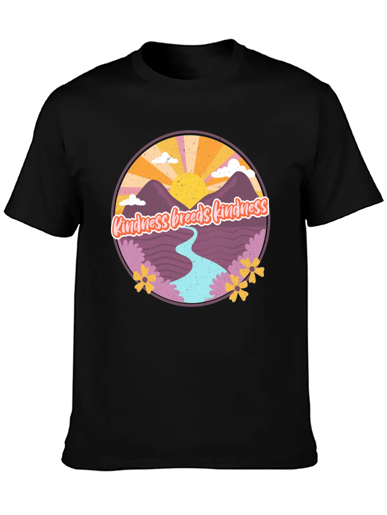 Kindness Breeds Kindness Art Frame Start The Wave Unisex Short Sleeve Soft Cotton T-Shirt – Casual Everyday Wear