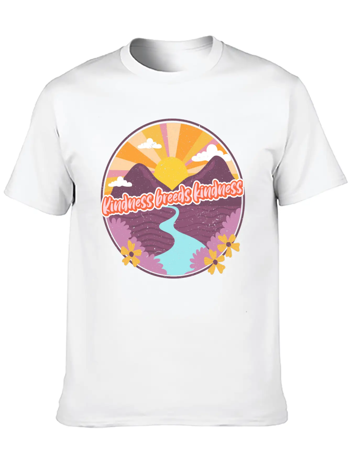 Kindness Breeds Kindness Art Frame Start The Wave Unisex Short Sleeve Soft Cotton T-Shirt – Casual Everyday Wear