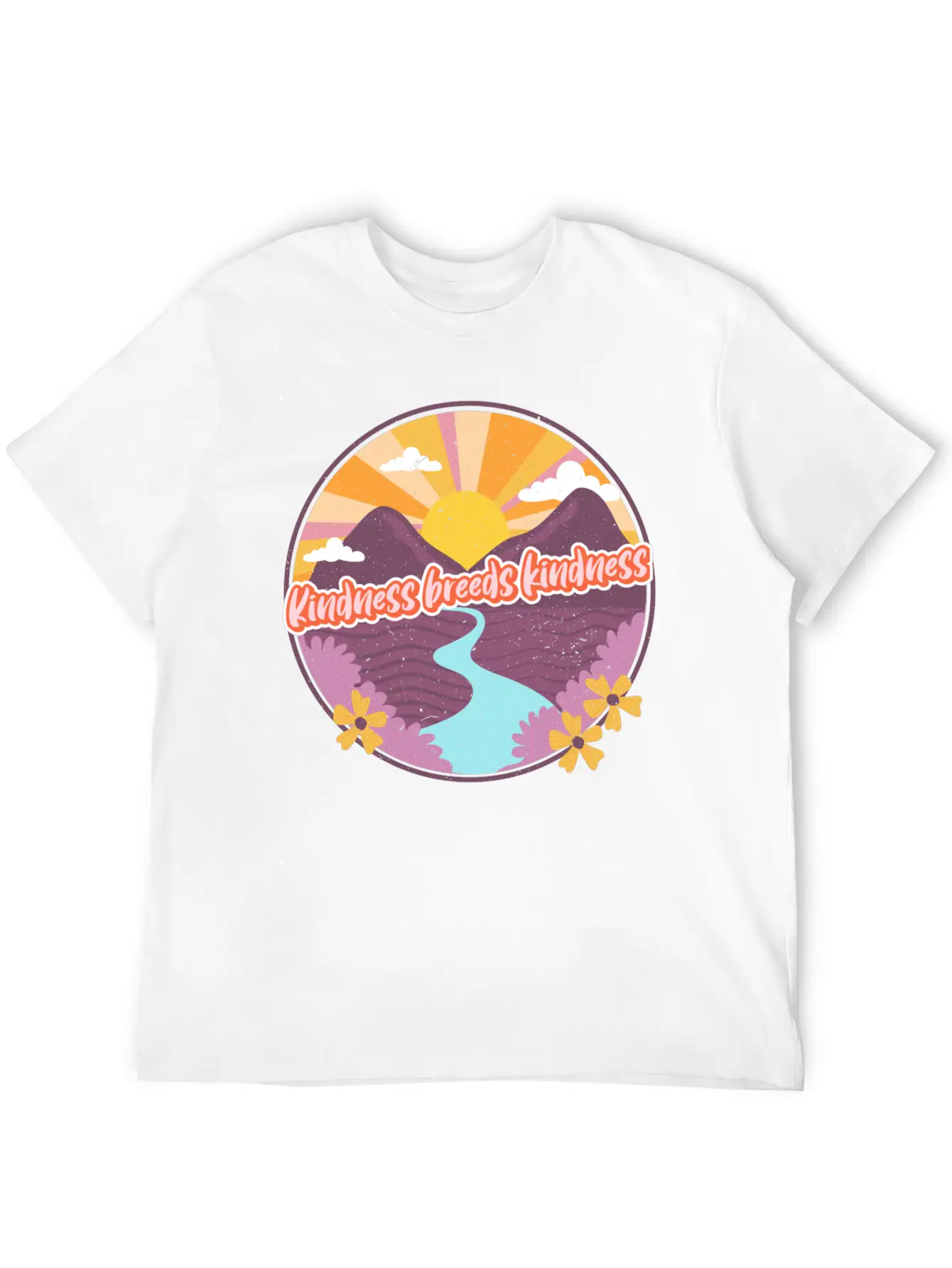 Kindness Breeds Kindness Art Frame Start The Wave Unisex Short Sleeve Soft Cotton T-Shirt – Casual Everyday Wear