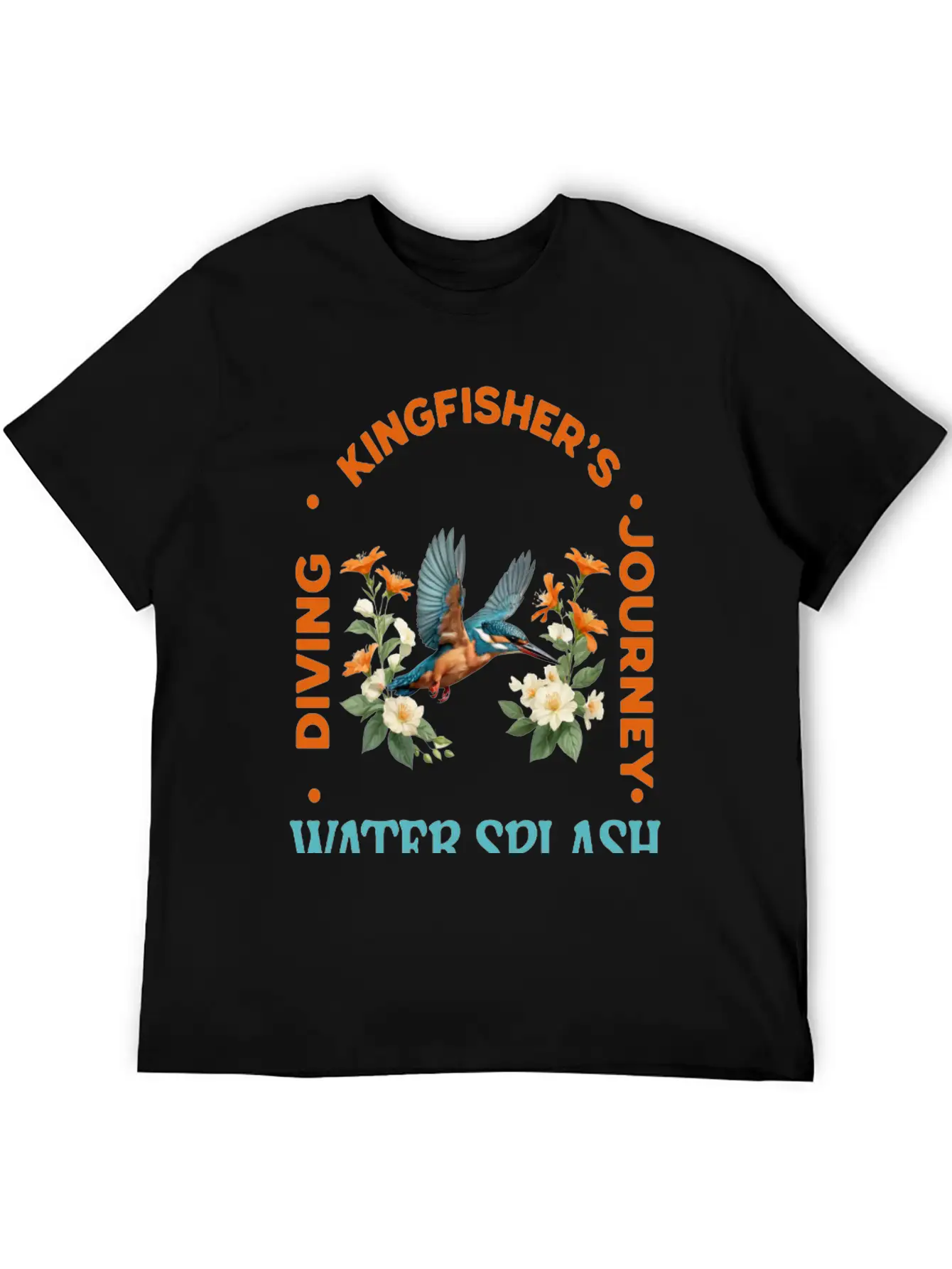 Kingfisher's Adventure - Water Splash Design Timeless Short Sleeve Tee – Comfy And Minimalist Design