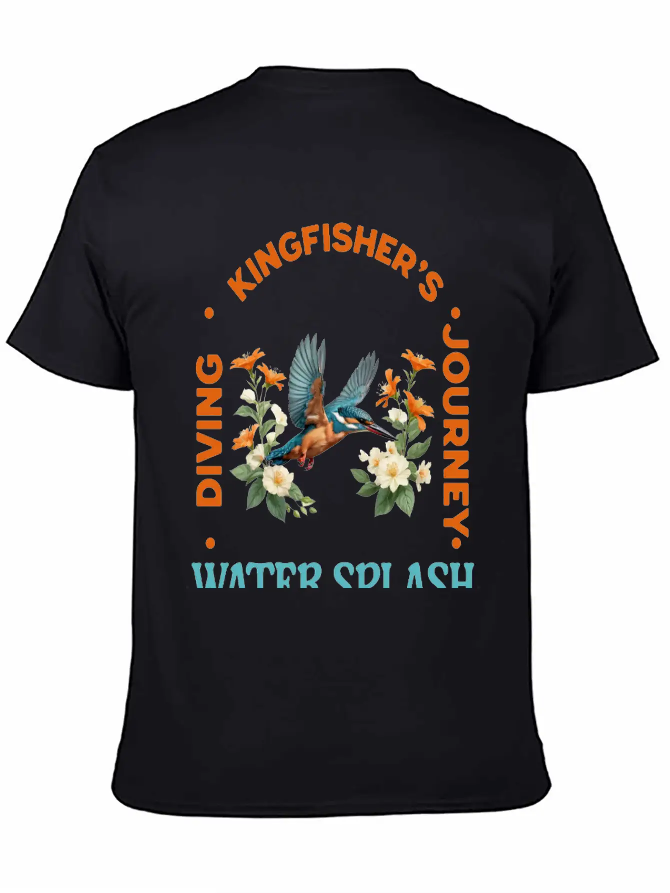 Kingfisher's Adventure - Water Splash Design Timeless Short Sleeve Tee – Comfy And Minimalist Design