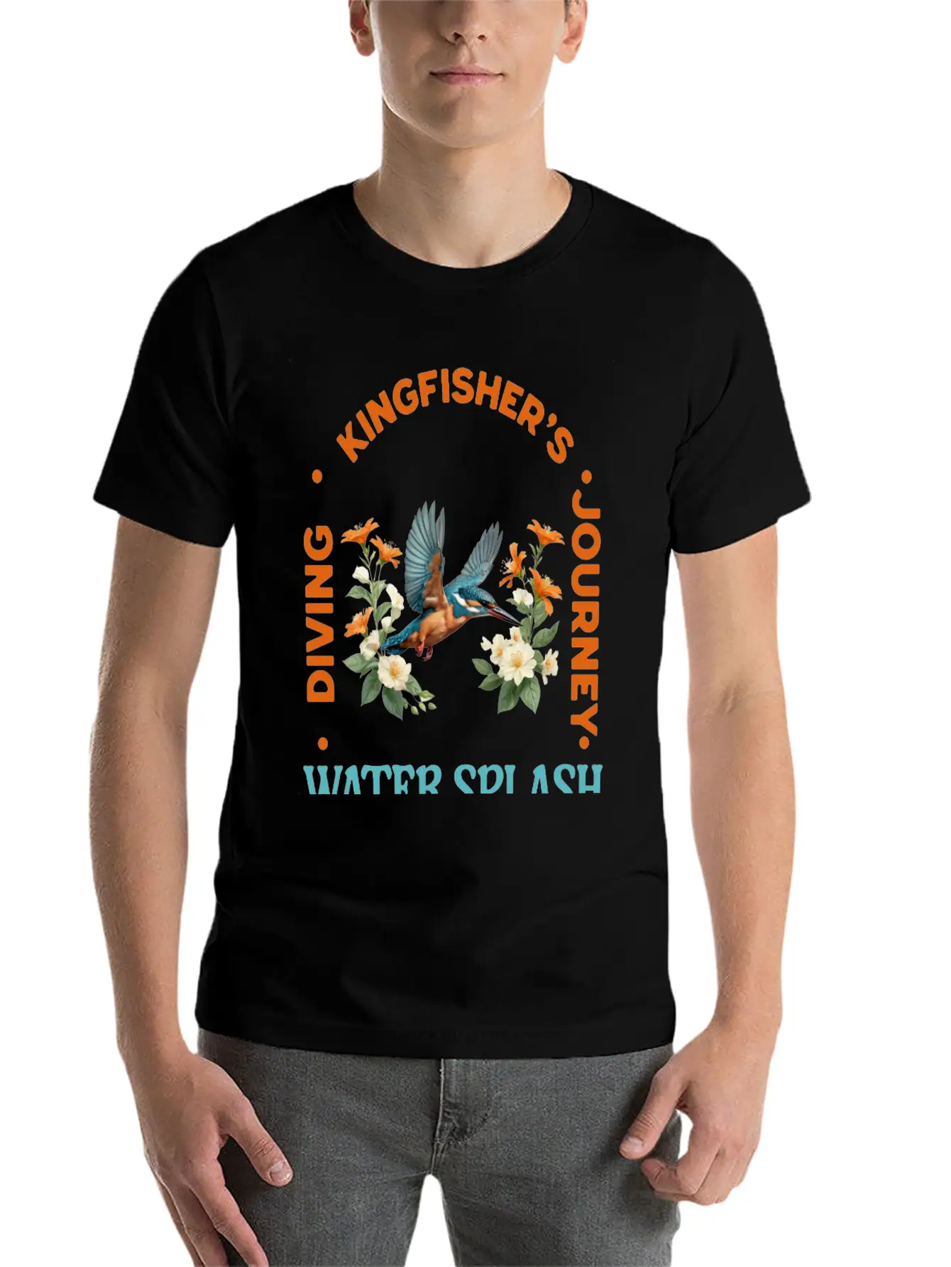 Kingfisher's Adventure - Water Splash Design Timeless Short Sleeve Tee – Comfy And Minimalist Design