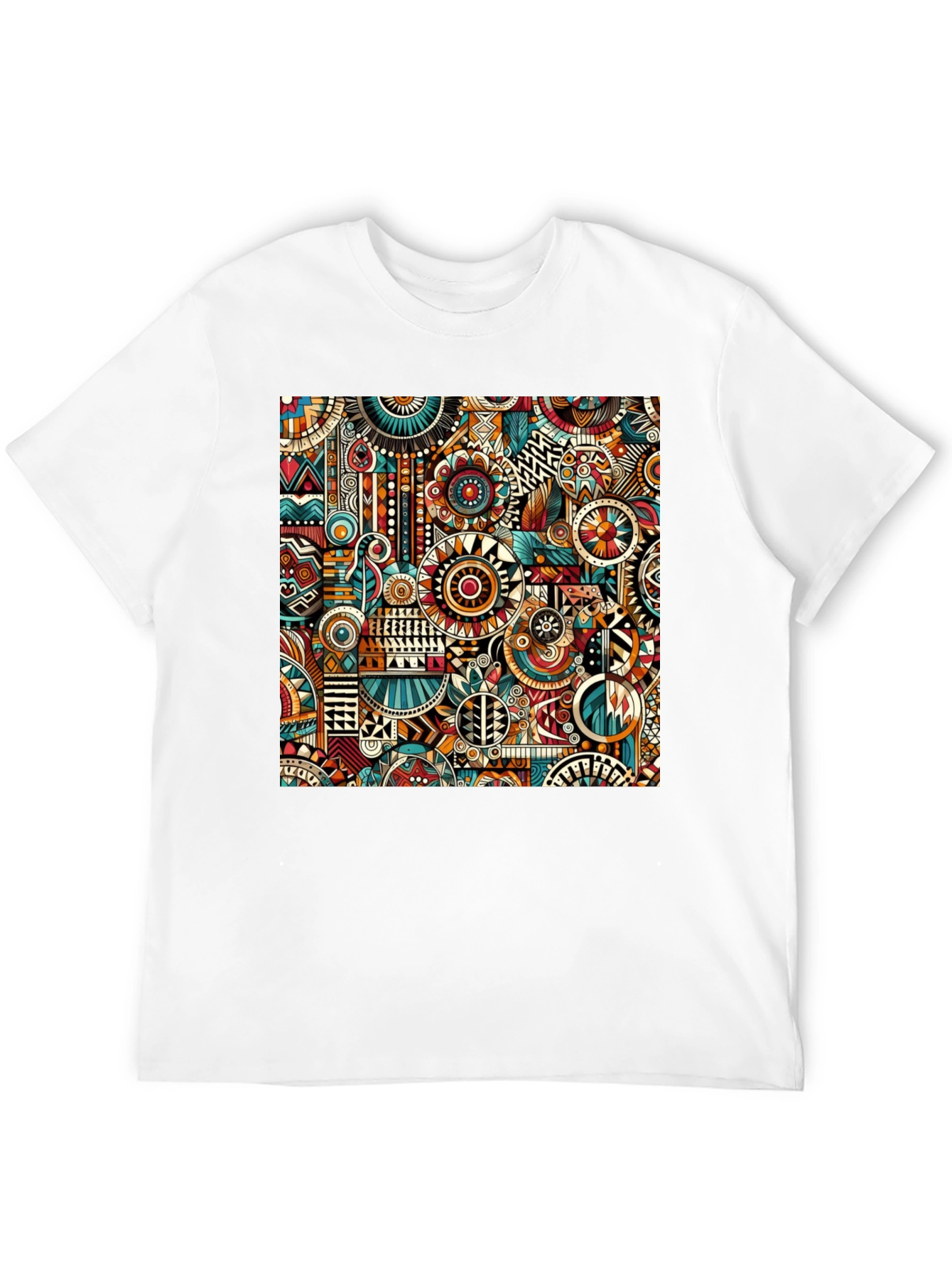 Abstract Tribal Print Mens Black T-Shirt