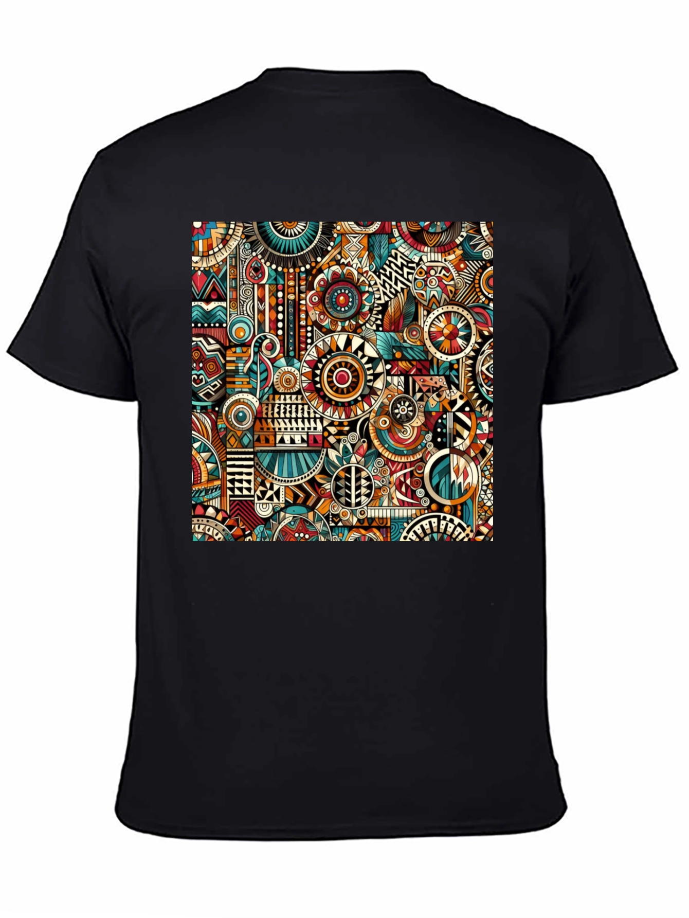 Abstract Tribal Print Mens Black T-Shirt