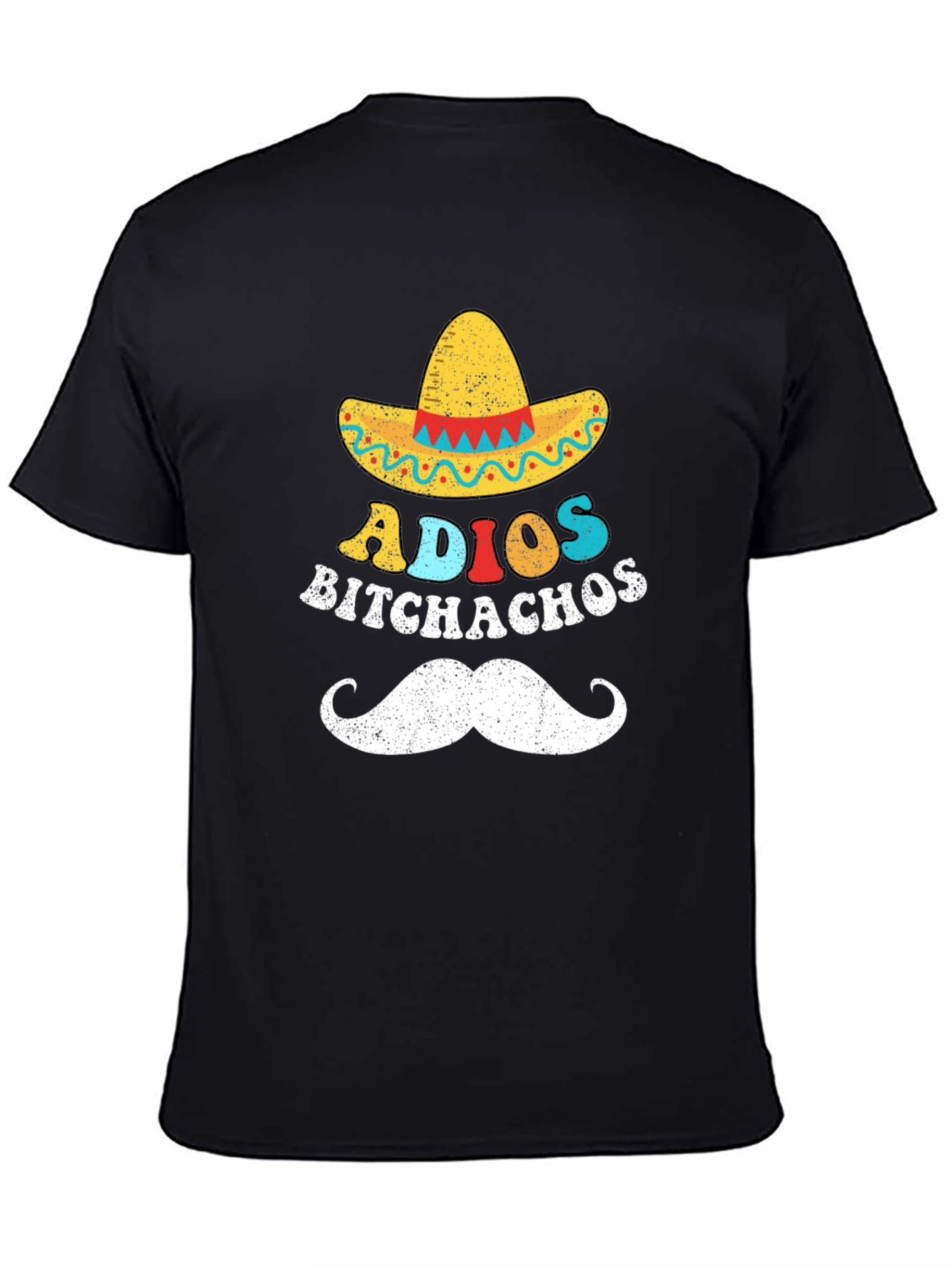 Adios Bitchachos Graphic T-Shirt - Black Crew Neck