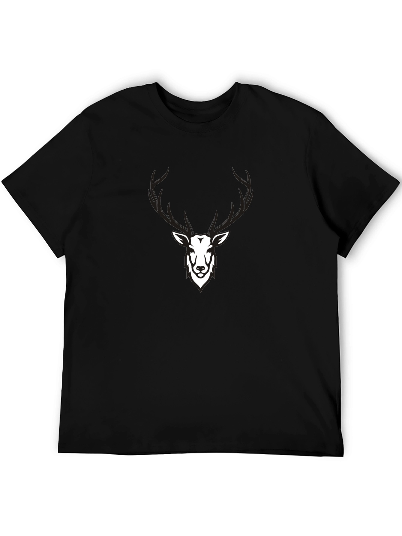 Mens Black Deer Graphic T-Shirt
