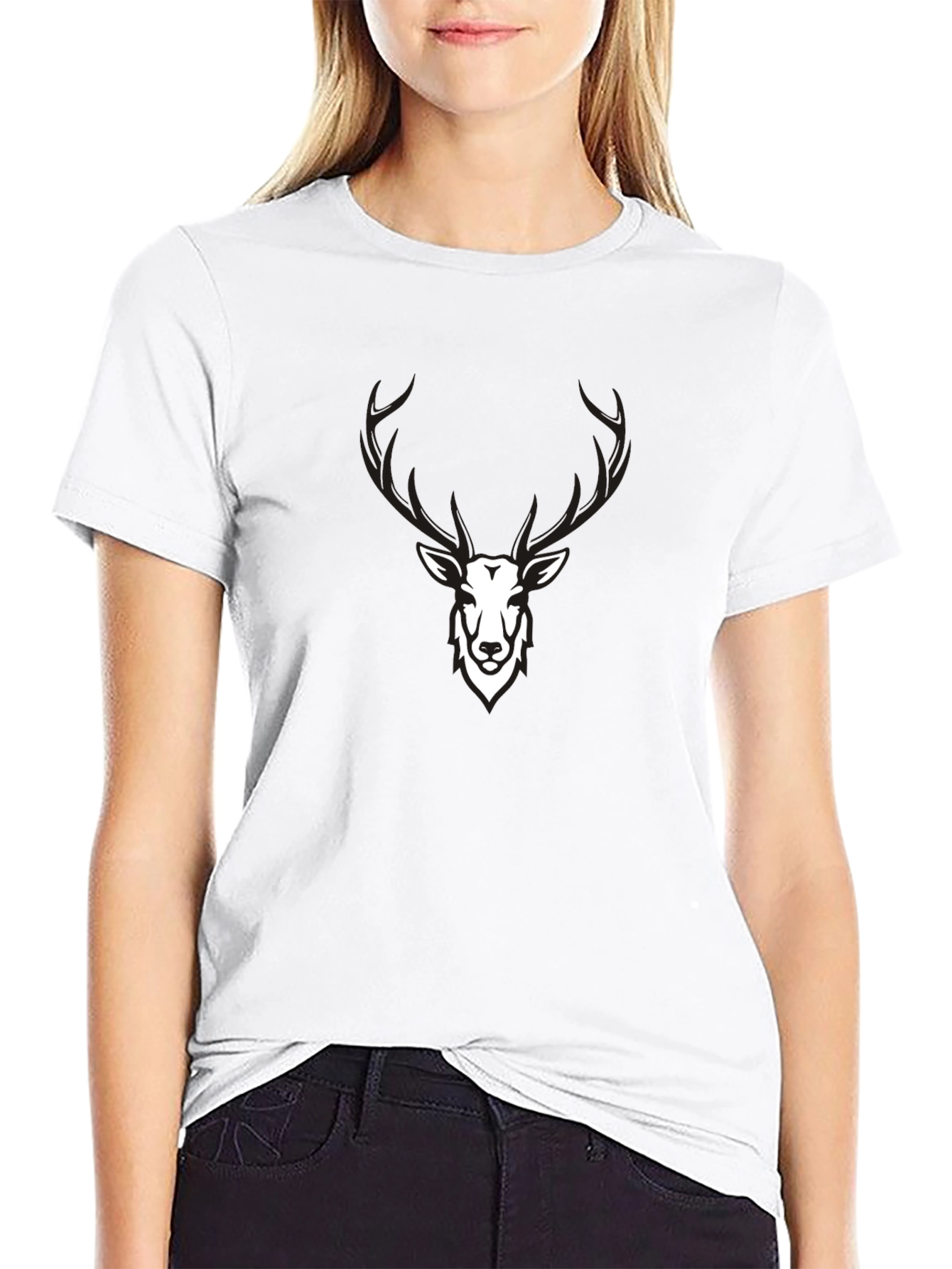 Mens Black Deer Graphic T-Shirt