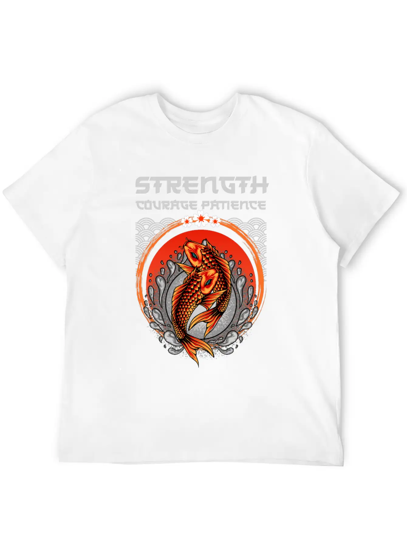Koi Fish Japanese Art Strength Courage Patience Timeless Short Sleeve Tee – Comfy And Minimalist Design