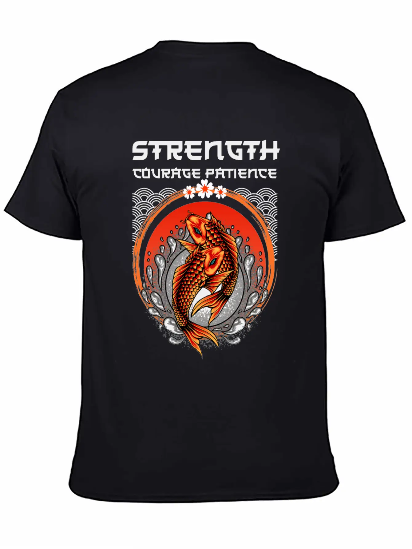 Koi Fish Japanese Art Strength Courage Patience Timeless Short Sleeve Tee – Comfy And Minimalist Design