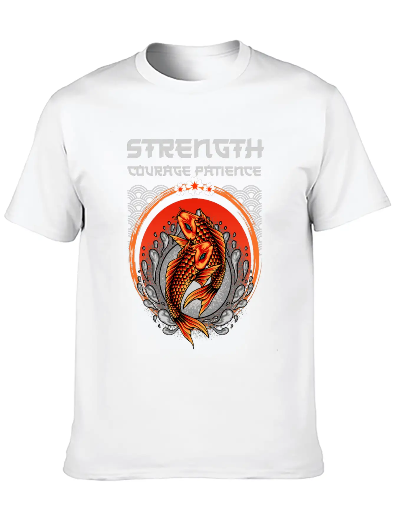 Koi Fish Japanese Art Strength Courage Patience Timeless Short Sleeve Tee – Comfy And Minimalist Design