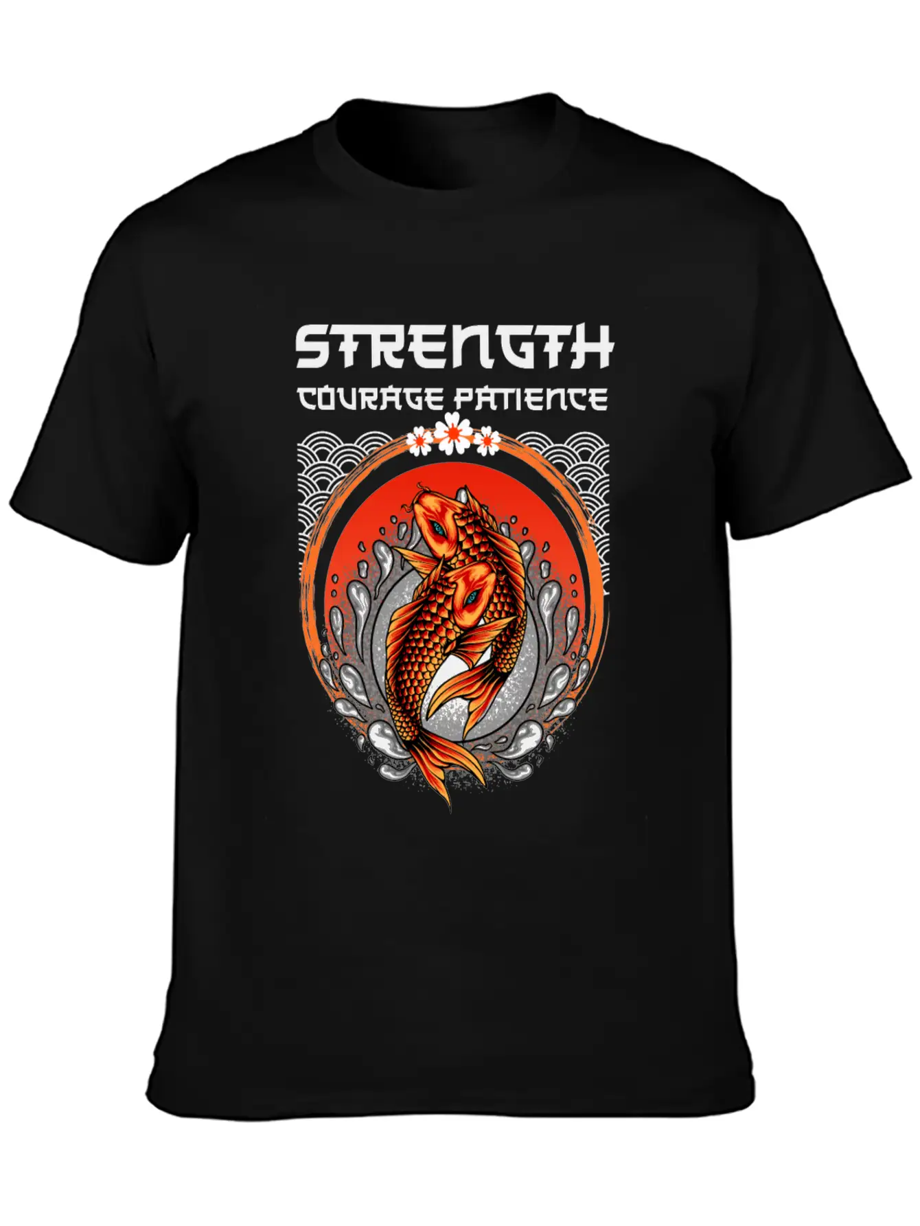 Koi Fish Japanese Art Strength Courage Patience Timeless Short Sleeve Tee – Comfy And Minimalist Design