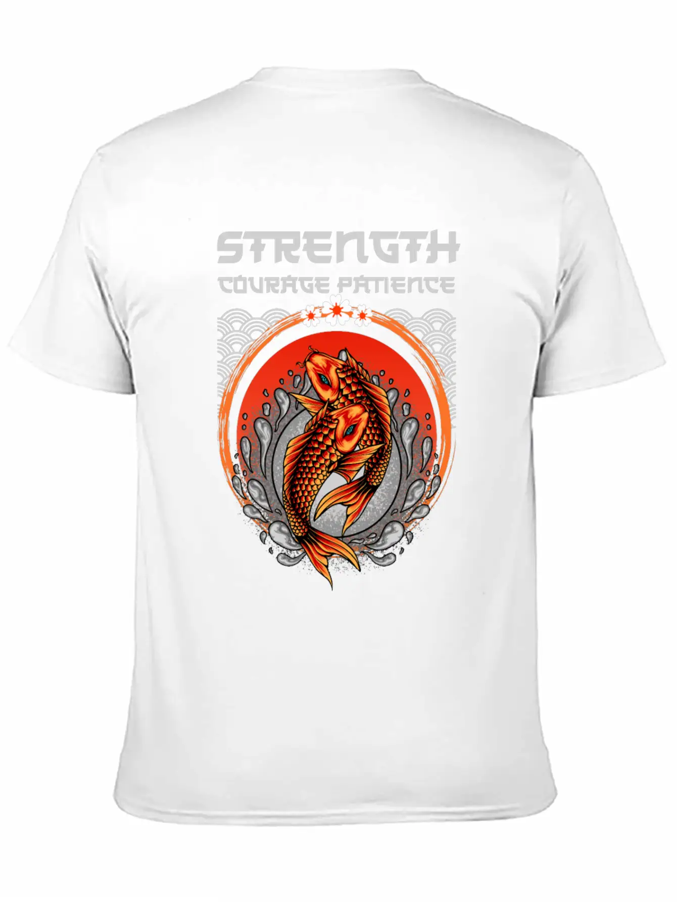 Koi Fish Japanese Art Strength Courage Patience Timeless Short Sleeve Tee – Comfy And Minimalist Design