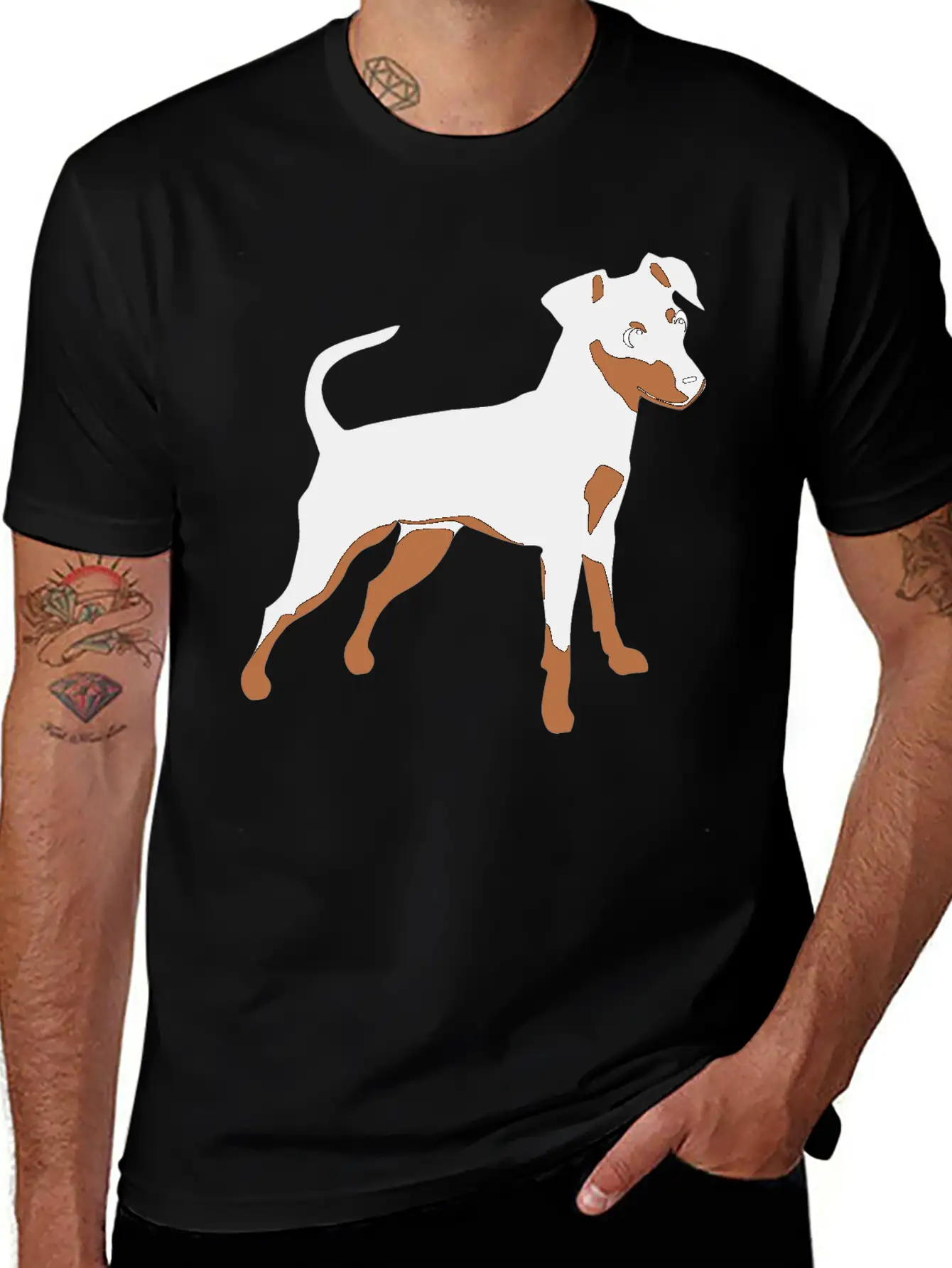 Kookie Cartoon Miniature Pinscher Natural Unisex Short Sleeve Soft Cotton T-Shirt – Casual Everyday Wear