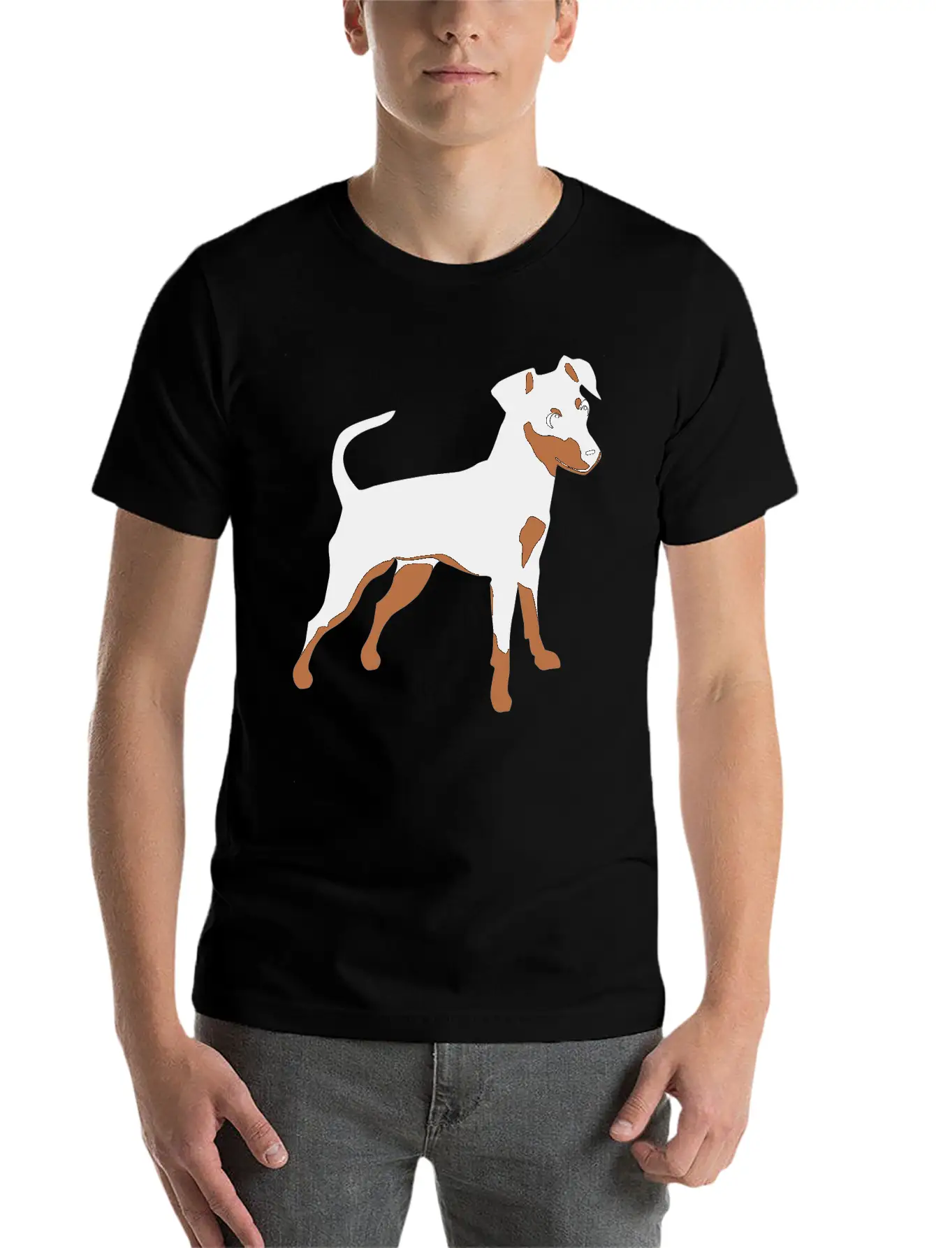 Kookie Cartoon Miniature Pinscher Natural Unisex Short Sleeve Soft Cotton T-Shirt – Casual Everyday Wear