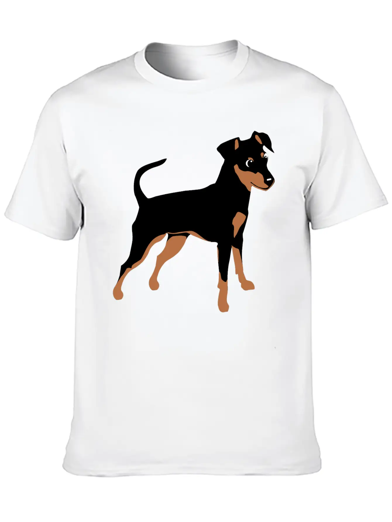 Kookie Cartoon Miniature Pinscher Natural Unisex Short Sleeve Soft Cotton T-Shirt – Casual Everyday Wear