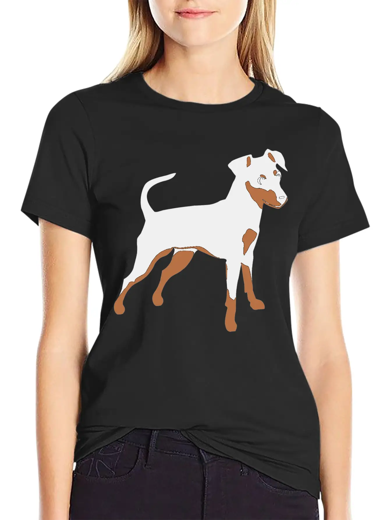 Kookie Cartoon Miniature Pinscher Natural Unisex Short Sleeve Soft Cotton T-Shirt – Casual Everyday Wear