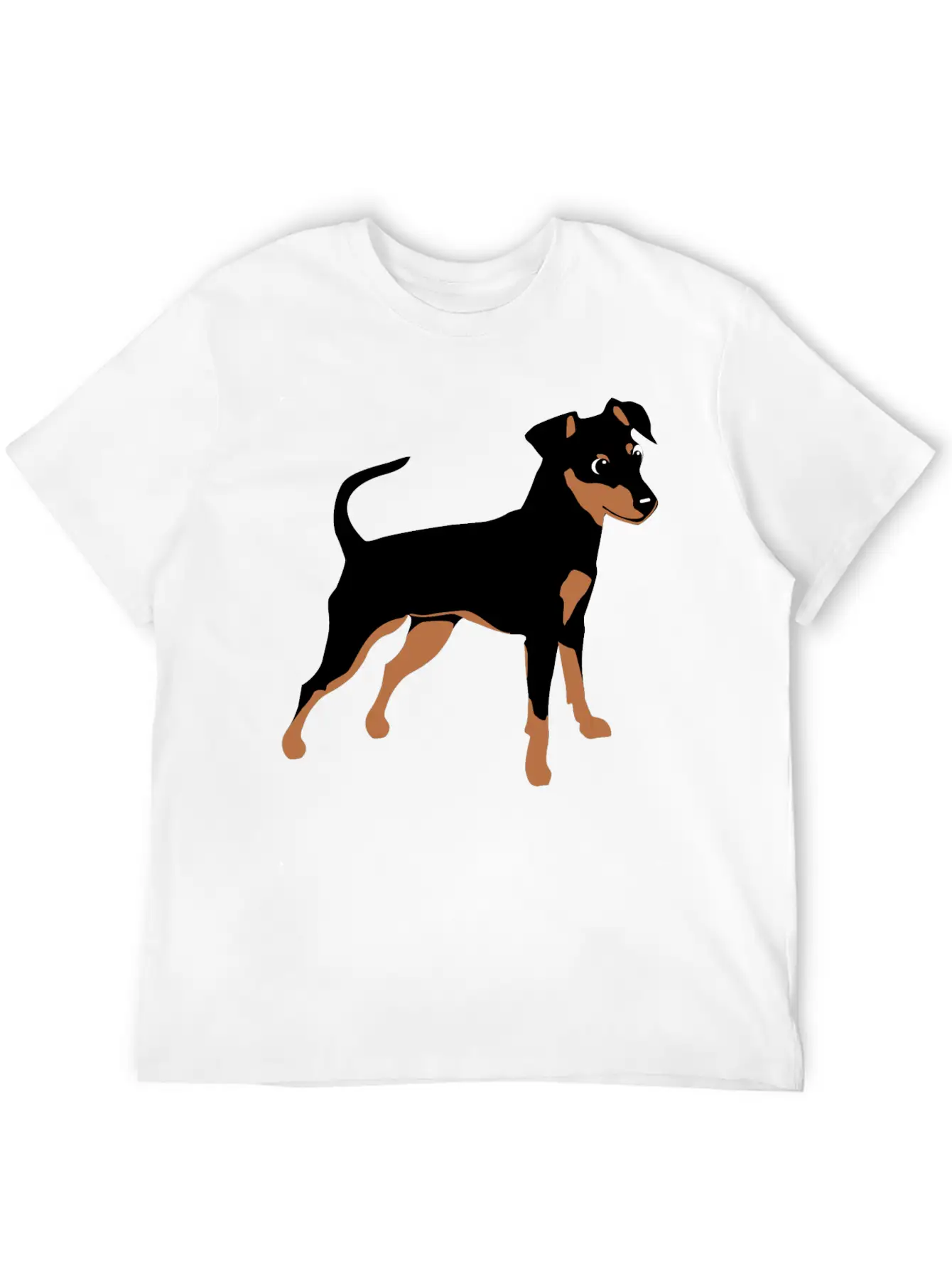 Kookie Cartoon Miniature Pinscher Natural Unisex Short Sleeve Soft Cotton T-Shirt – Casual Everyday Wear